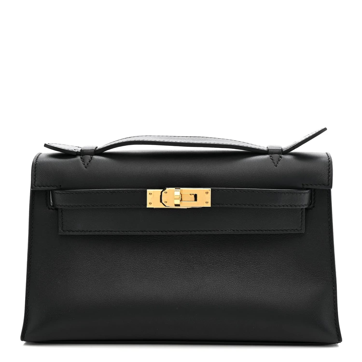Kelly Pochette Swift Black Gold