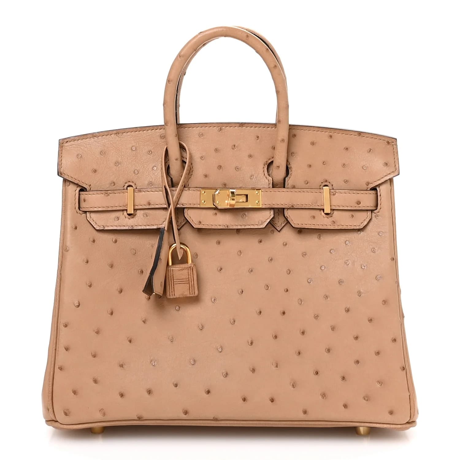 Birkin 25 Ostrich Chai Brushed Gold