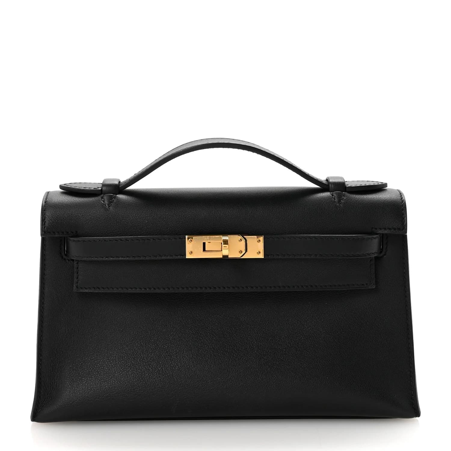 Kelly Pochette Swift Black Gold