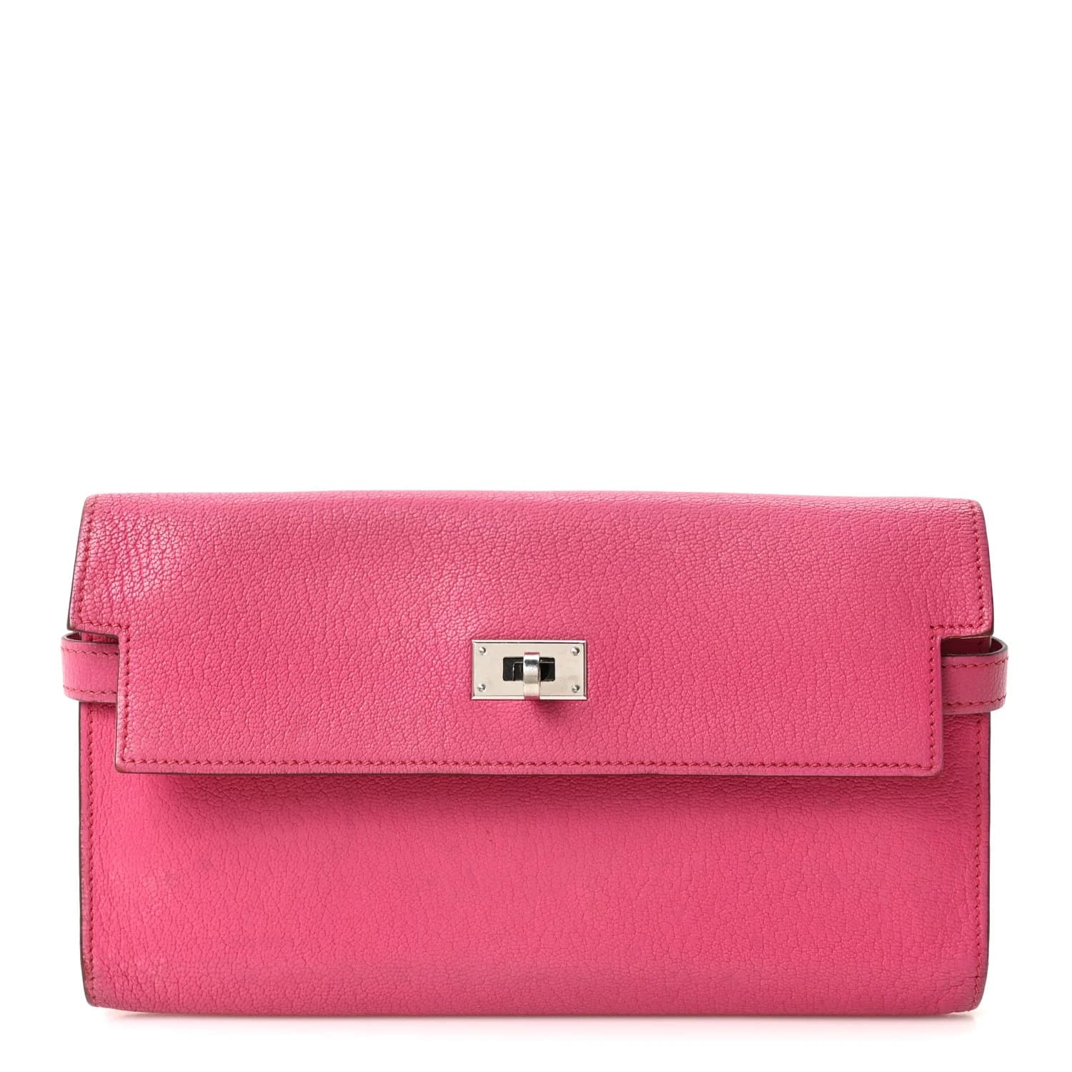 Kelly Longue Wallet Chèvre Mysore Rose Shocking Palladium