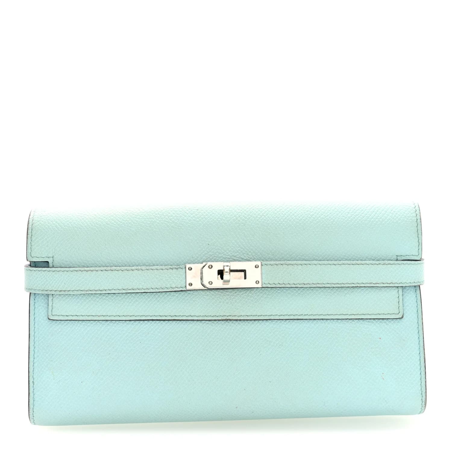 Kelly Longue Wallet Epsom Blue Jean Palladium