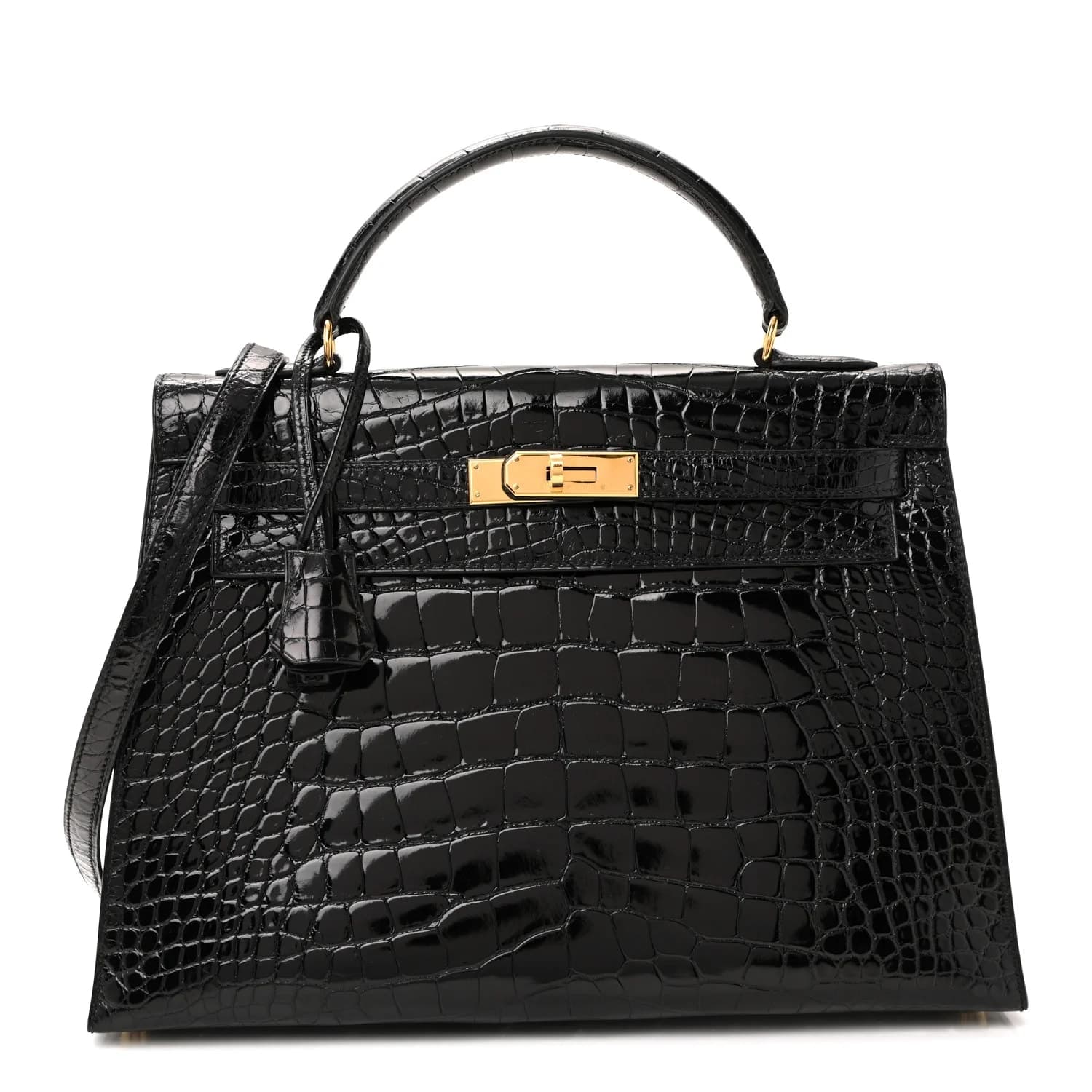 Kelly 32 Shiny Alligator Black Gold