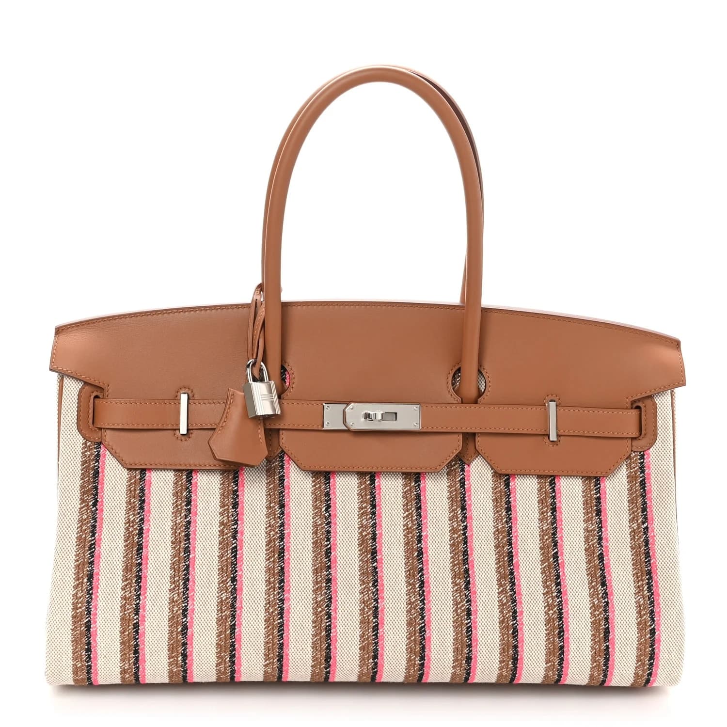 Shoulder Birkin Light 39 Toile and Swift Gold/Fauve/Rose Pop/Black Palladium