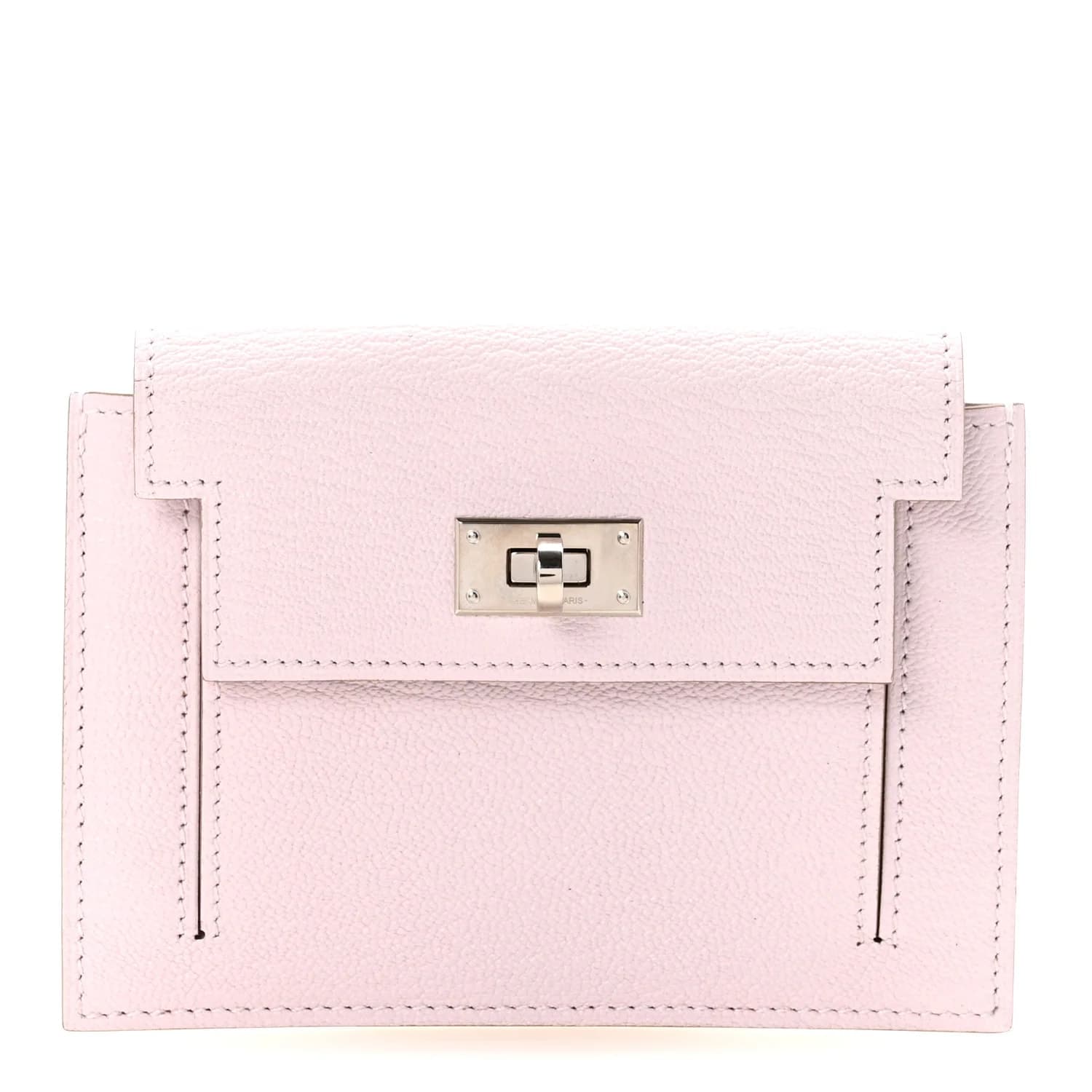 Kelly Pocket Compact Wallet Chèvre Mysore Mauve Pale Palladium