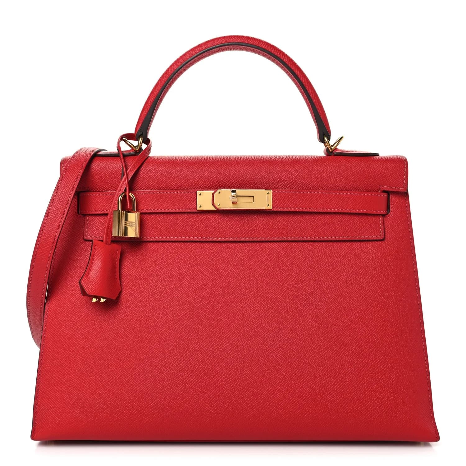 Kelly 32 Epsom Rouge Casaque Gold
