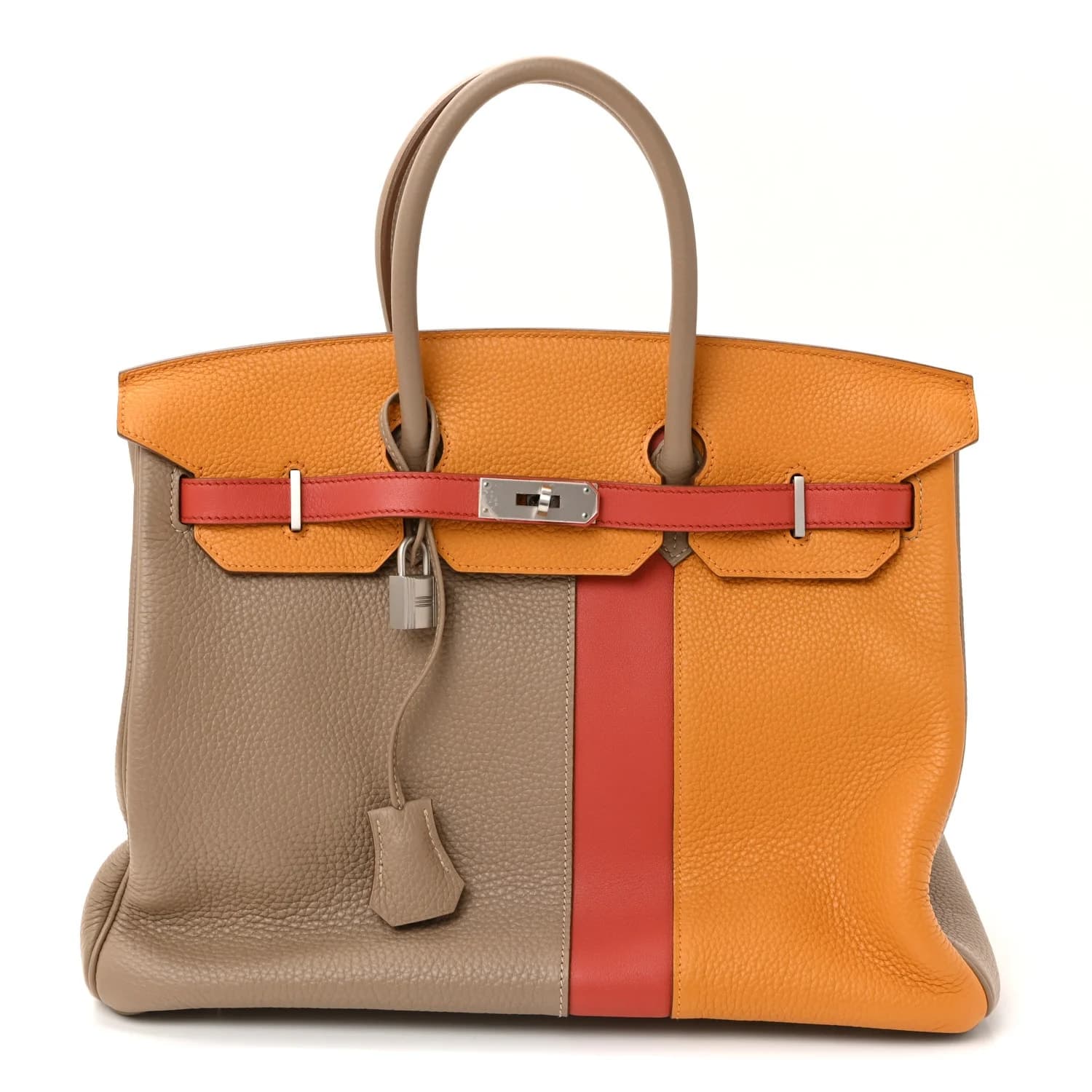 Birkin 35 Clemence & Swift Sanguine/Gris Tourterelle/Moutarde Brushed Palladium