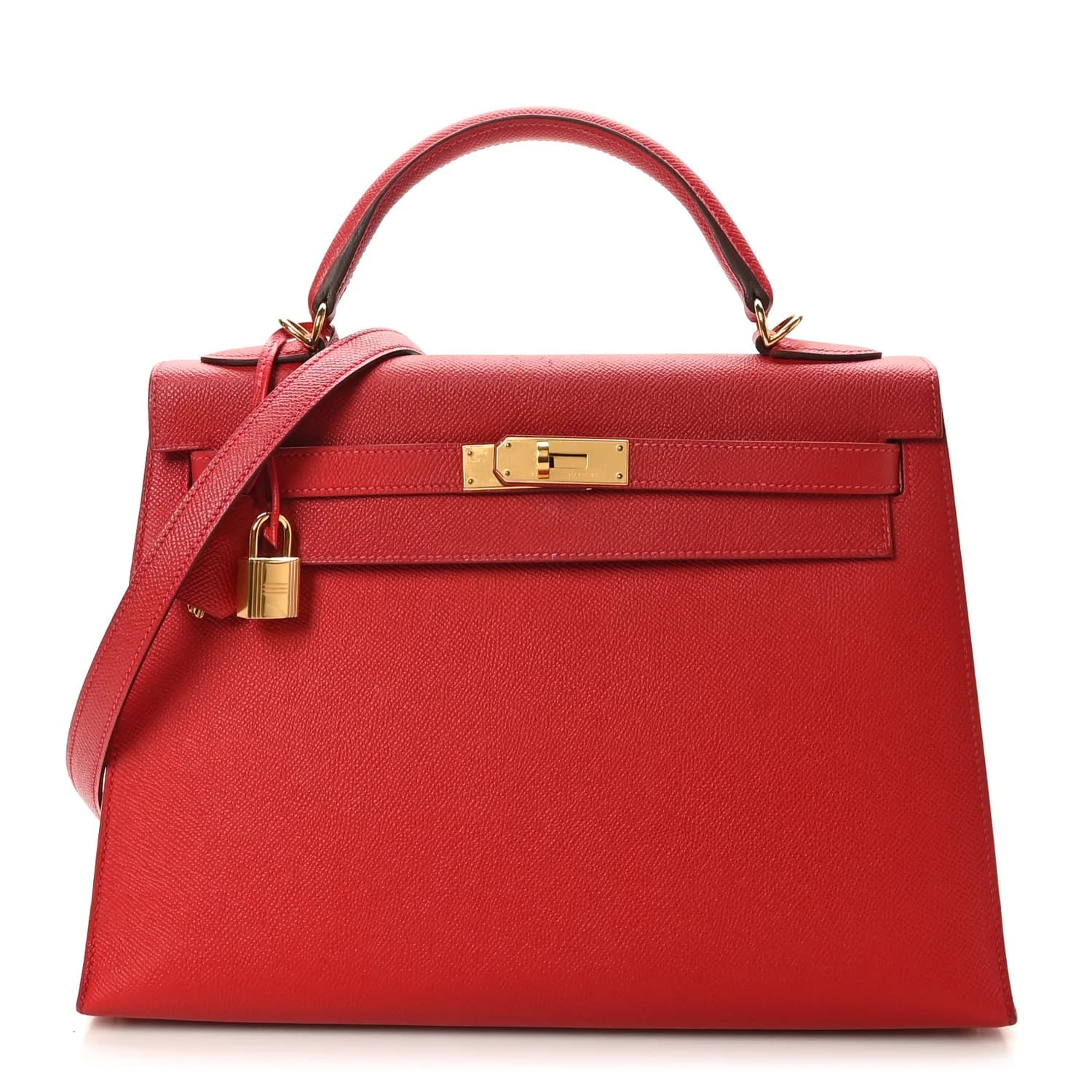 Kelly 32 Epsom Rouge Casaque Gold
