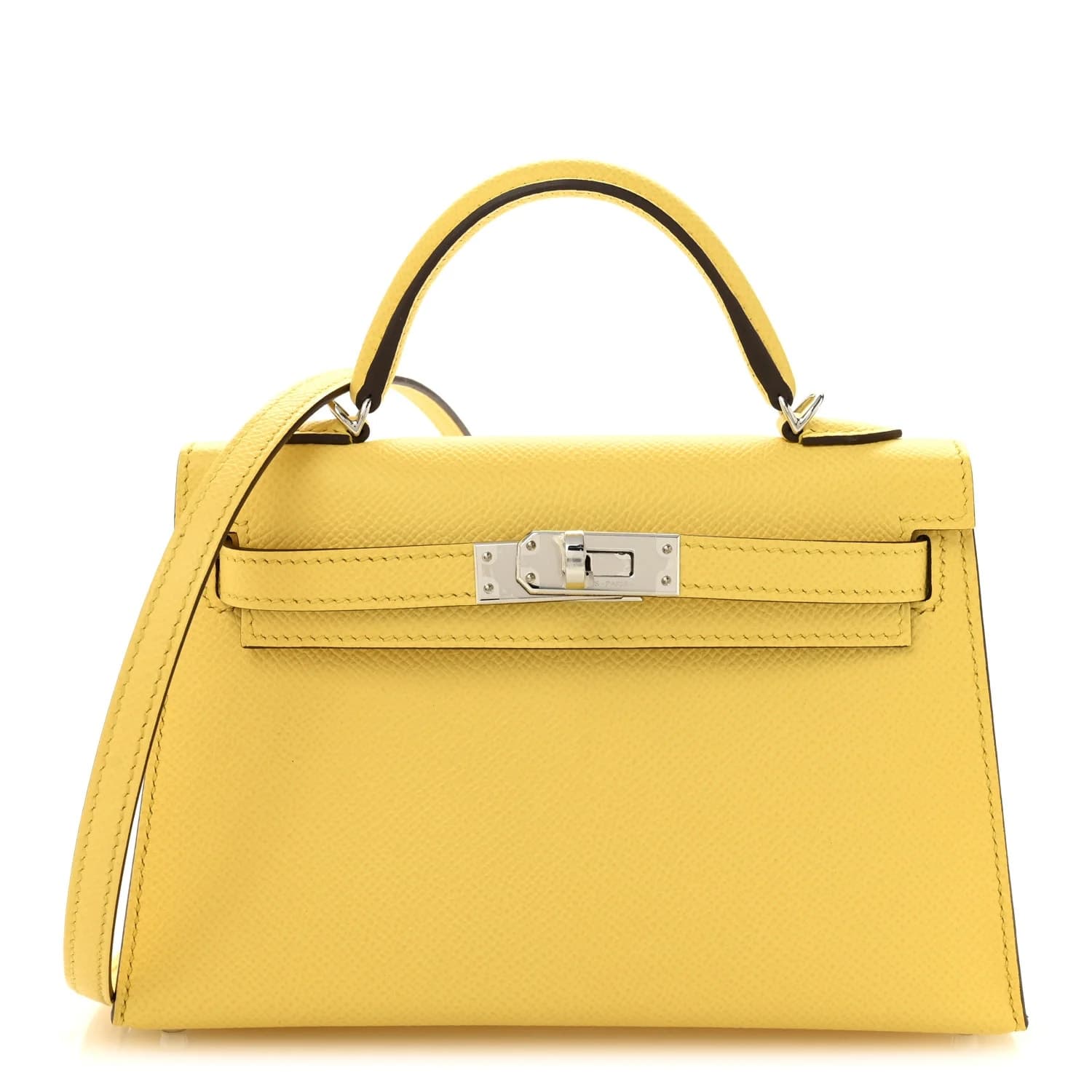 Mini Kelly 20 Epsom Jaune Mango Palladium