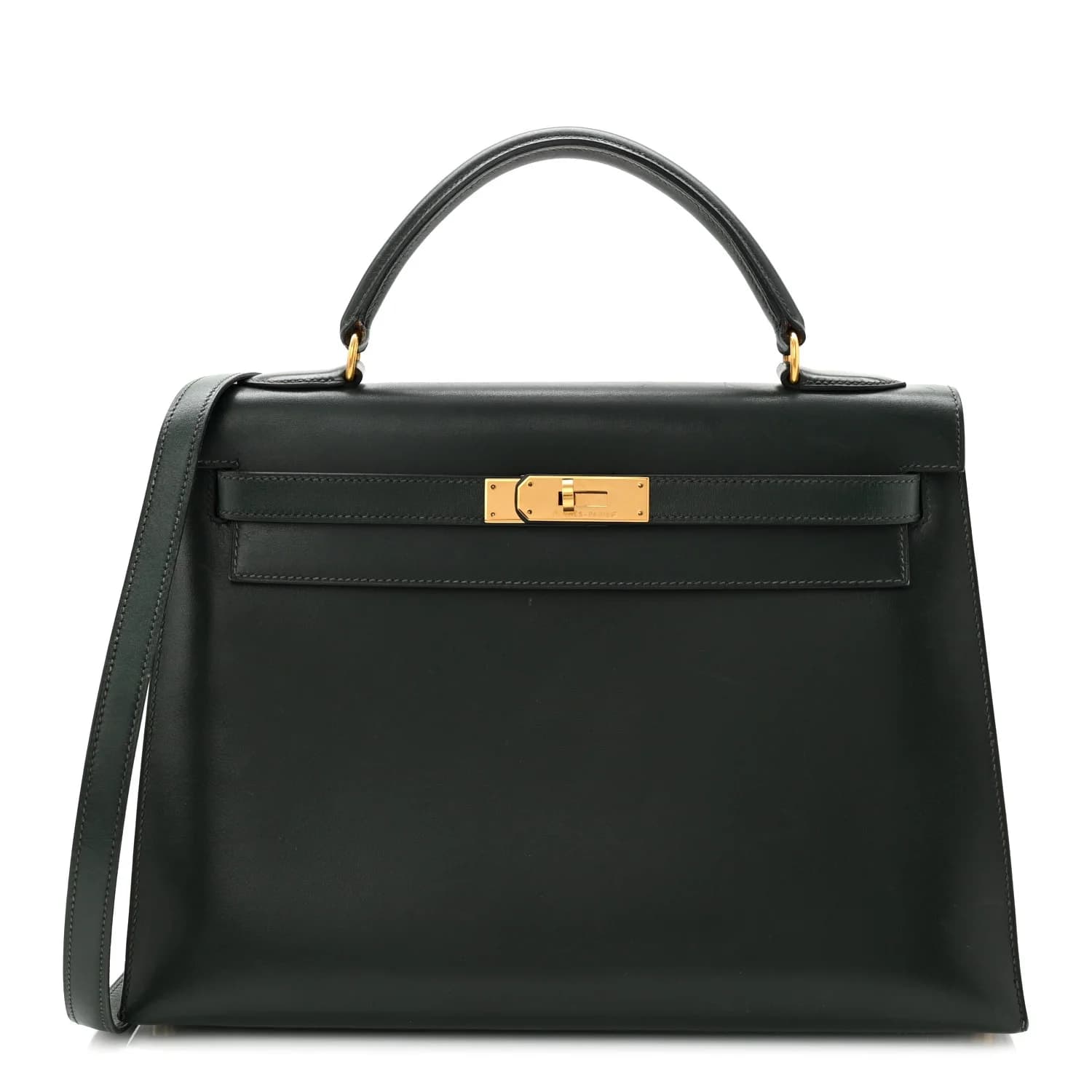 Kelly 32 Box Calf Vert Fonce Gold