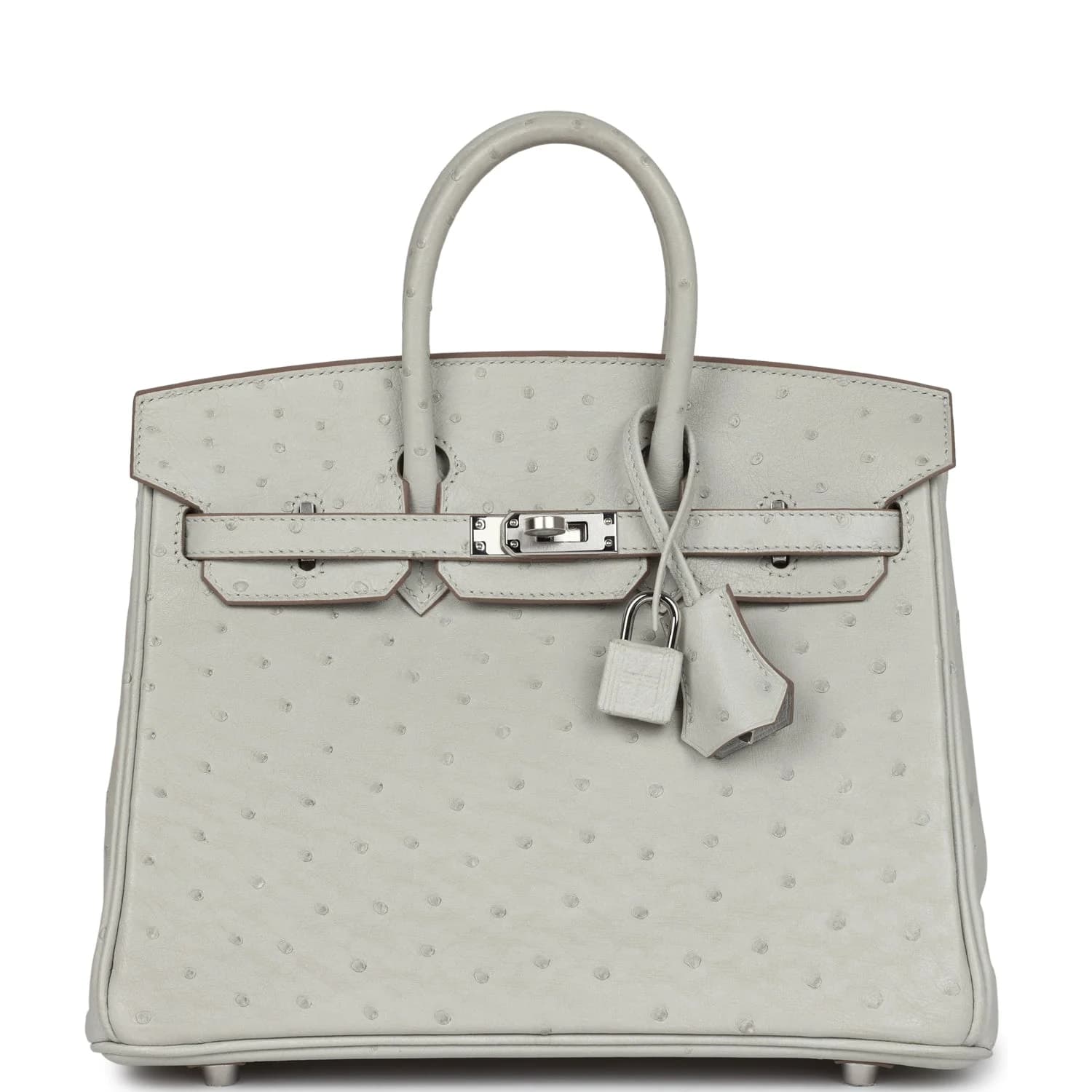 Birkin 25 Ostrich Gris Perle Palladium