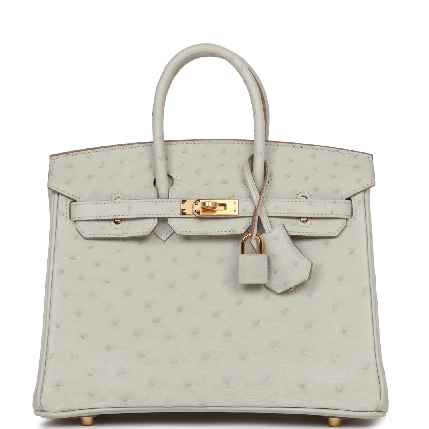 Birkin 25 Ostrich Gris Perle Gold