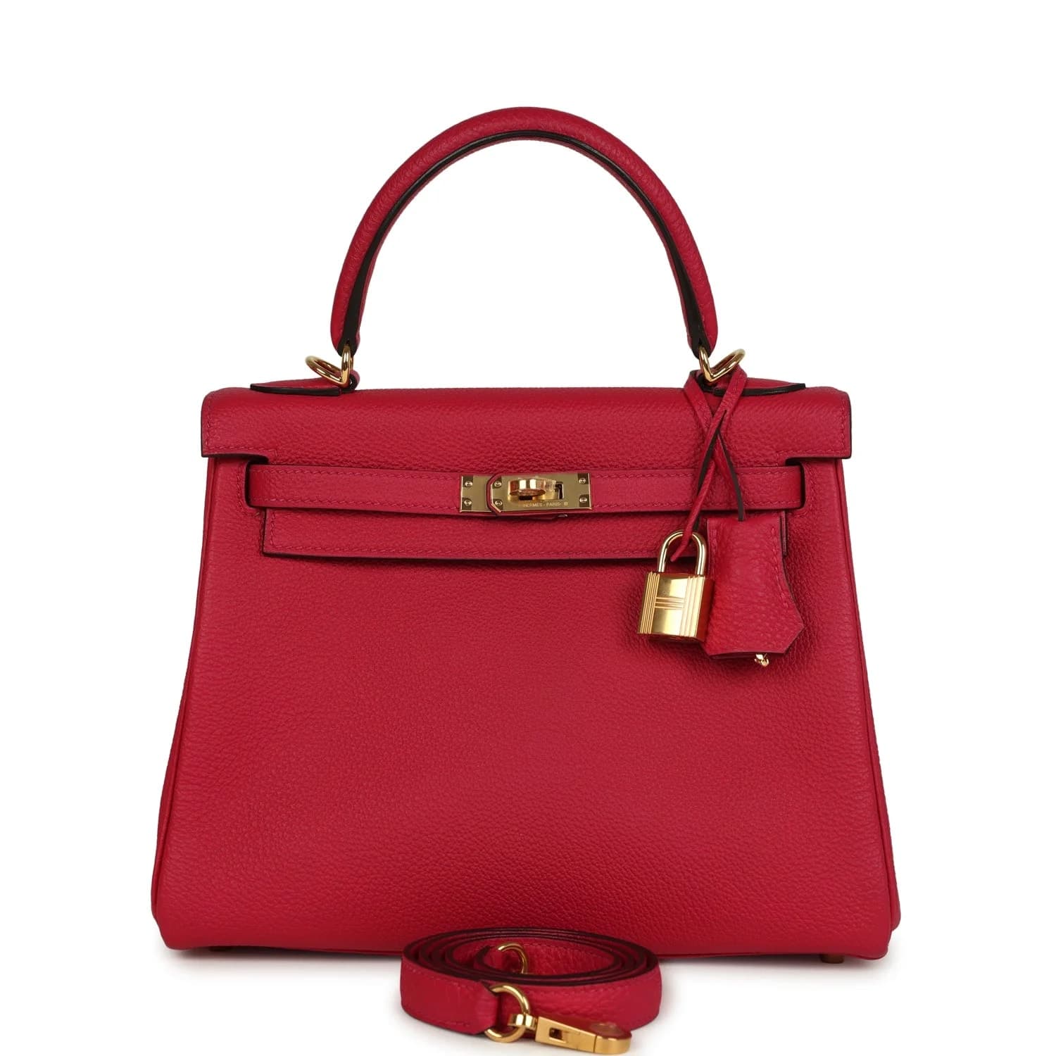 Kelly 25 Togo Framboise Gold