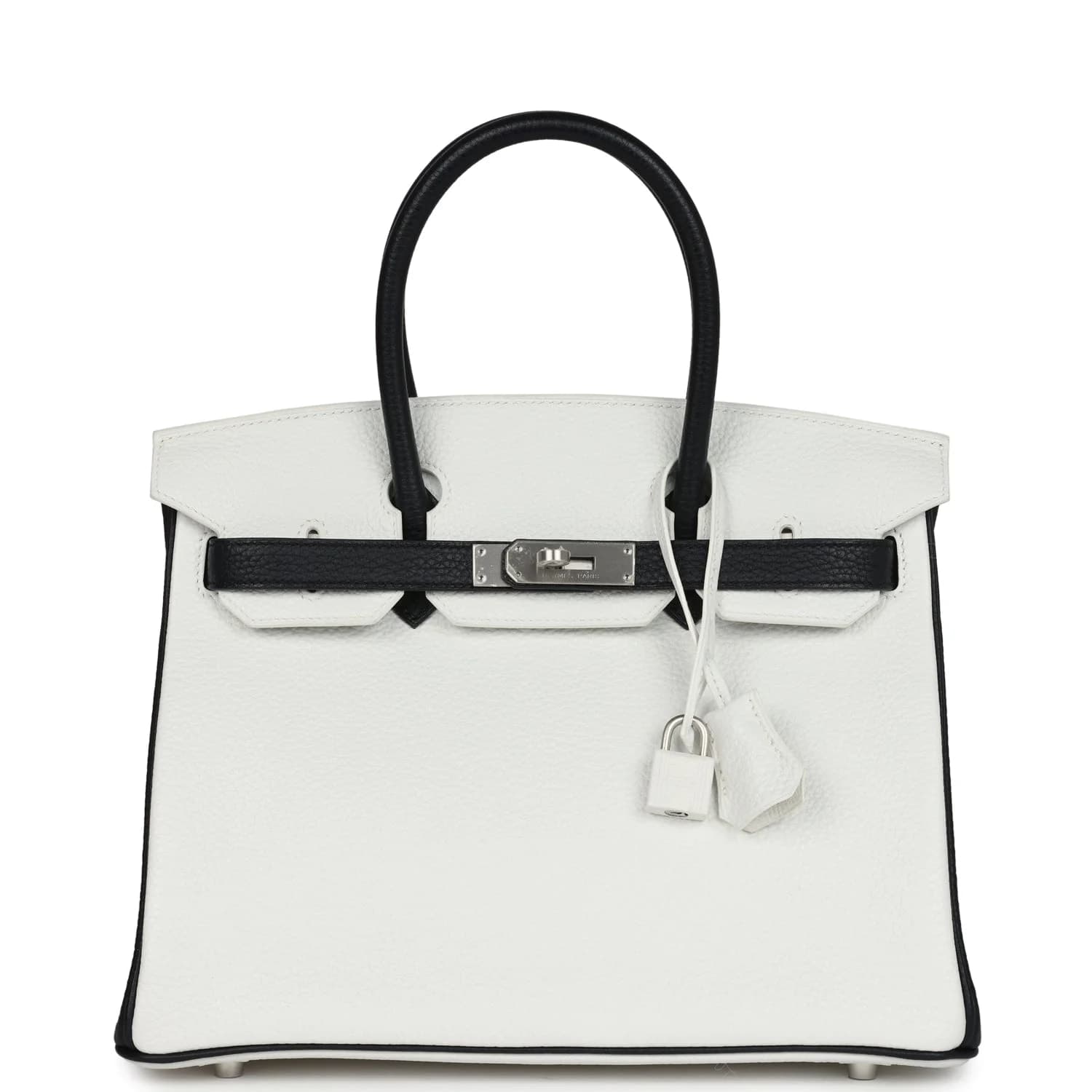 Birkin 30 Clemence White/Black Brushed Palladium