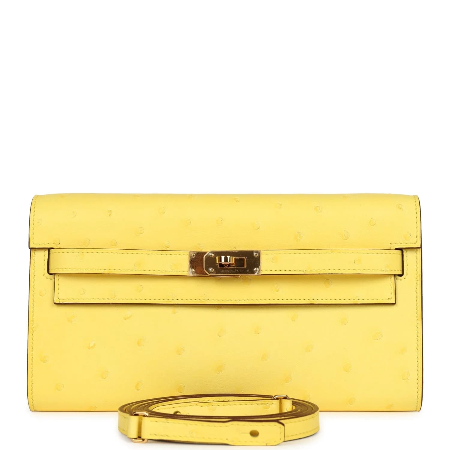 Kelly To Go Ostrich Jaune Citron Rose Gold