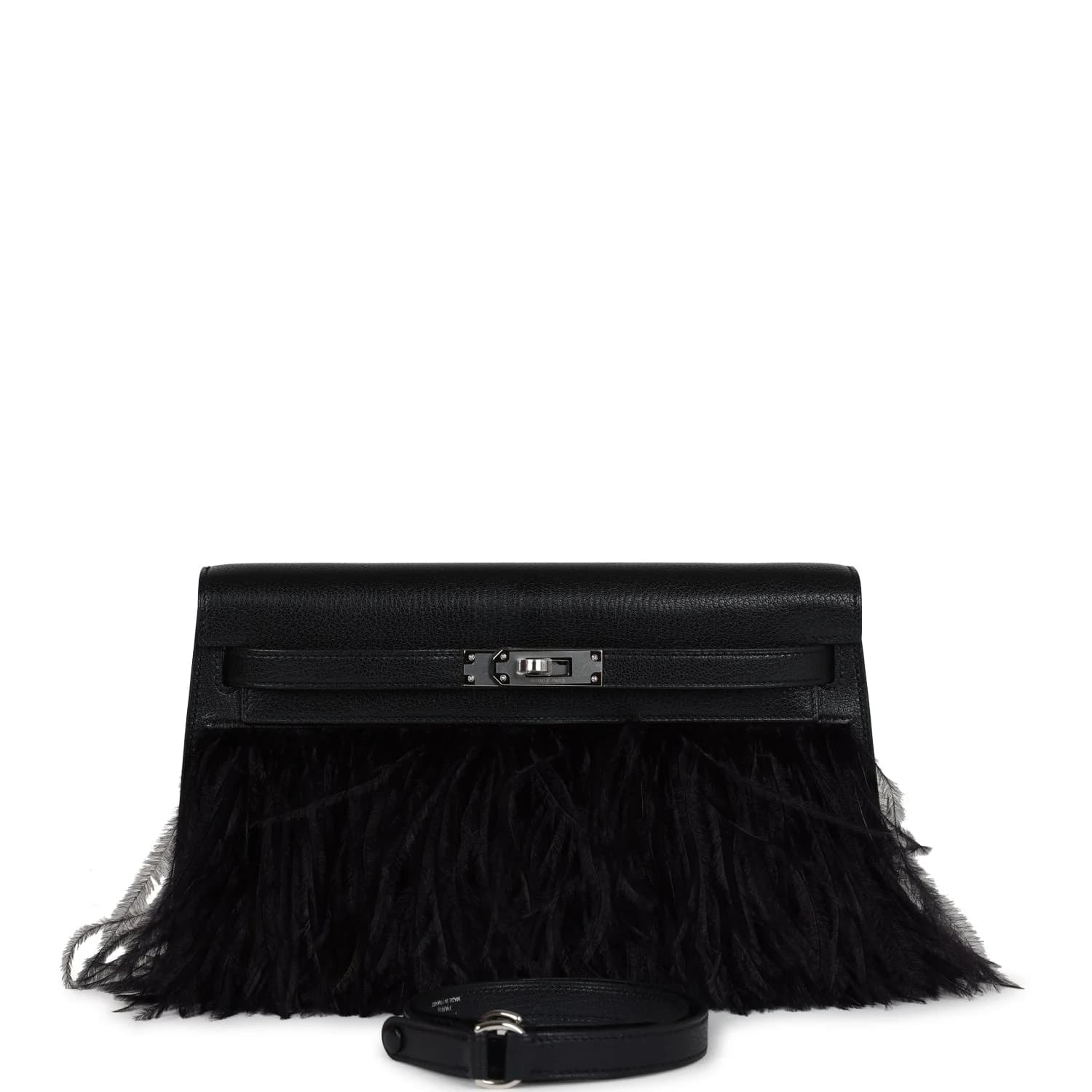 Kelly Elan Chevre Chamkila & Ostrich Feathers Black Palladium