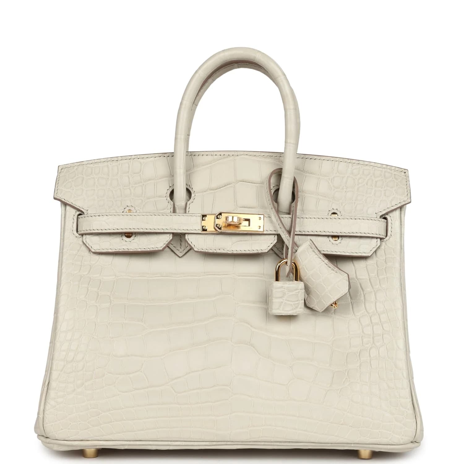Birkin 25 Matte Alligator (Mississippiensis) Beton Gold