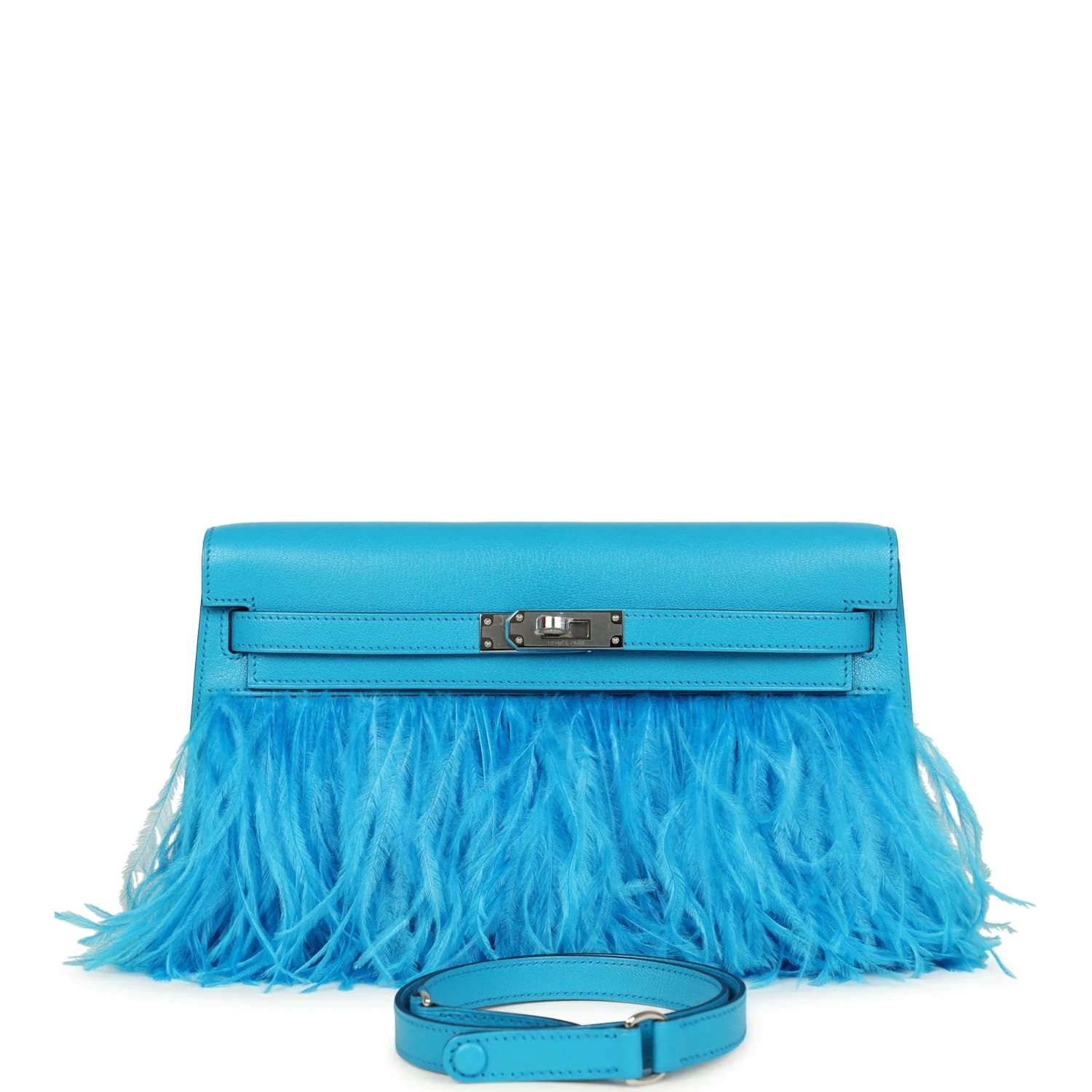 Kelly Elan Chevre Chamkila & Ostrich Feathers Bleu Frida Palladium