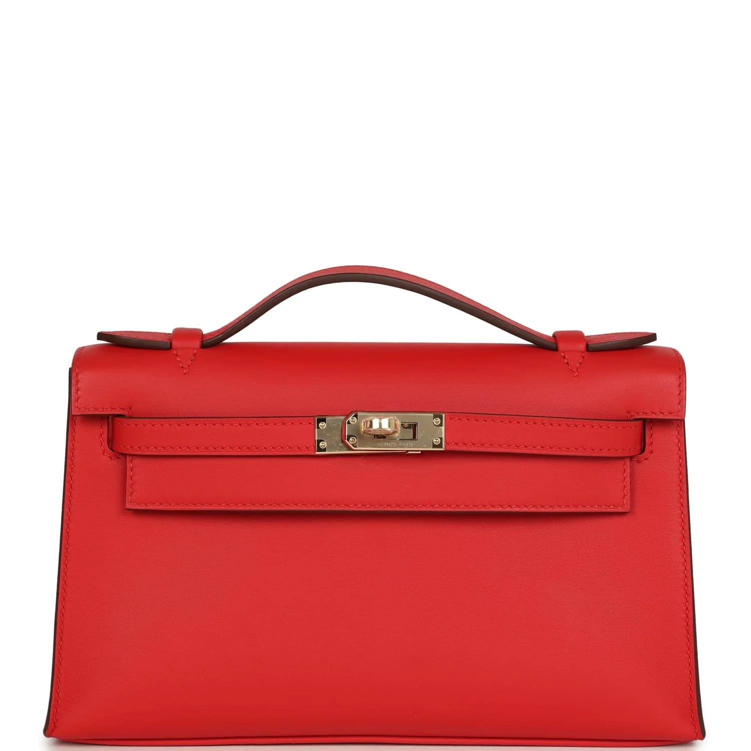 Kelly Pochette Swift Rouge de Coeur Permabrass