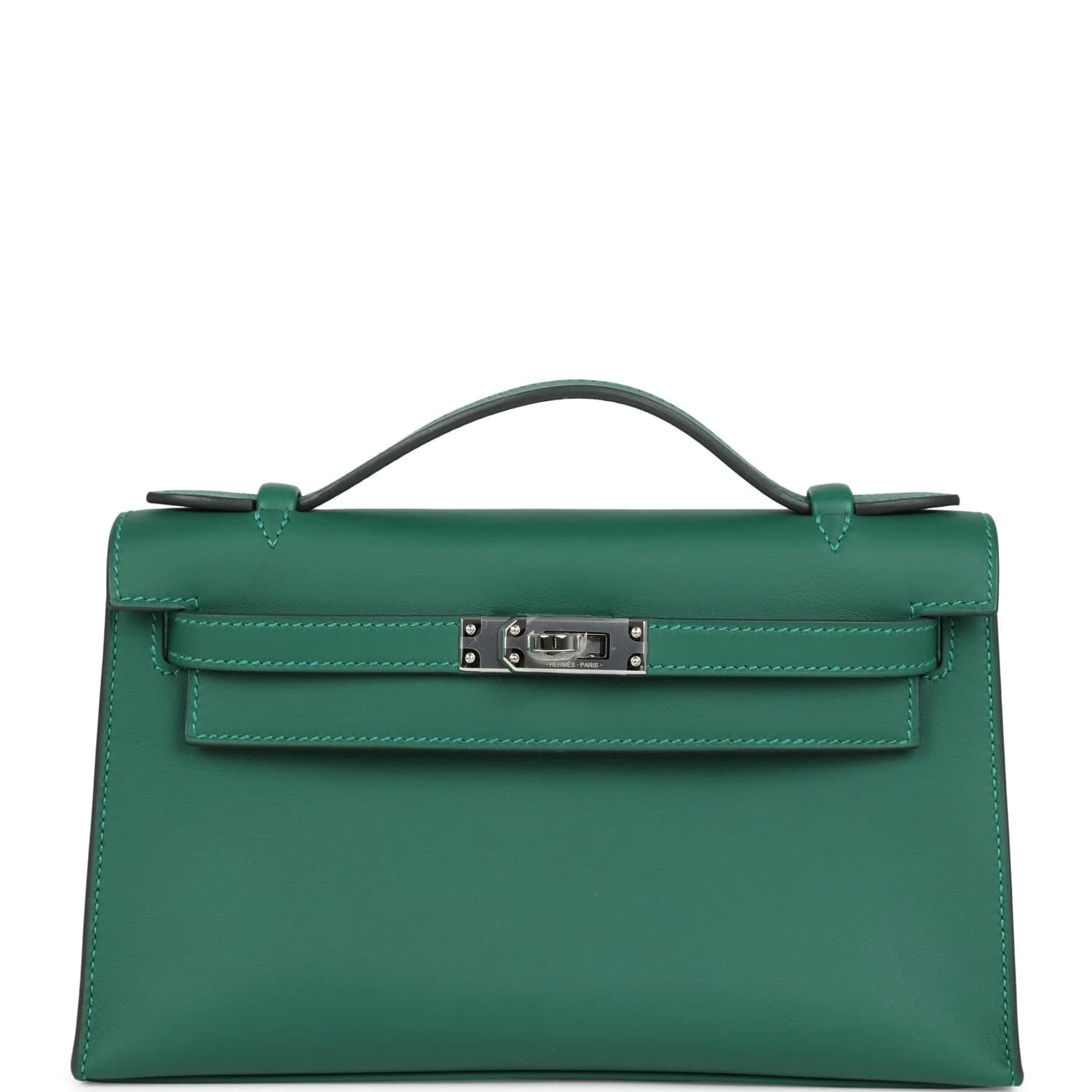 Kelly Pochette Swift Vert Moyen Palladium