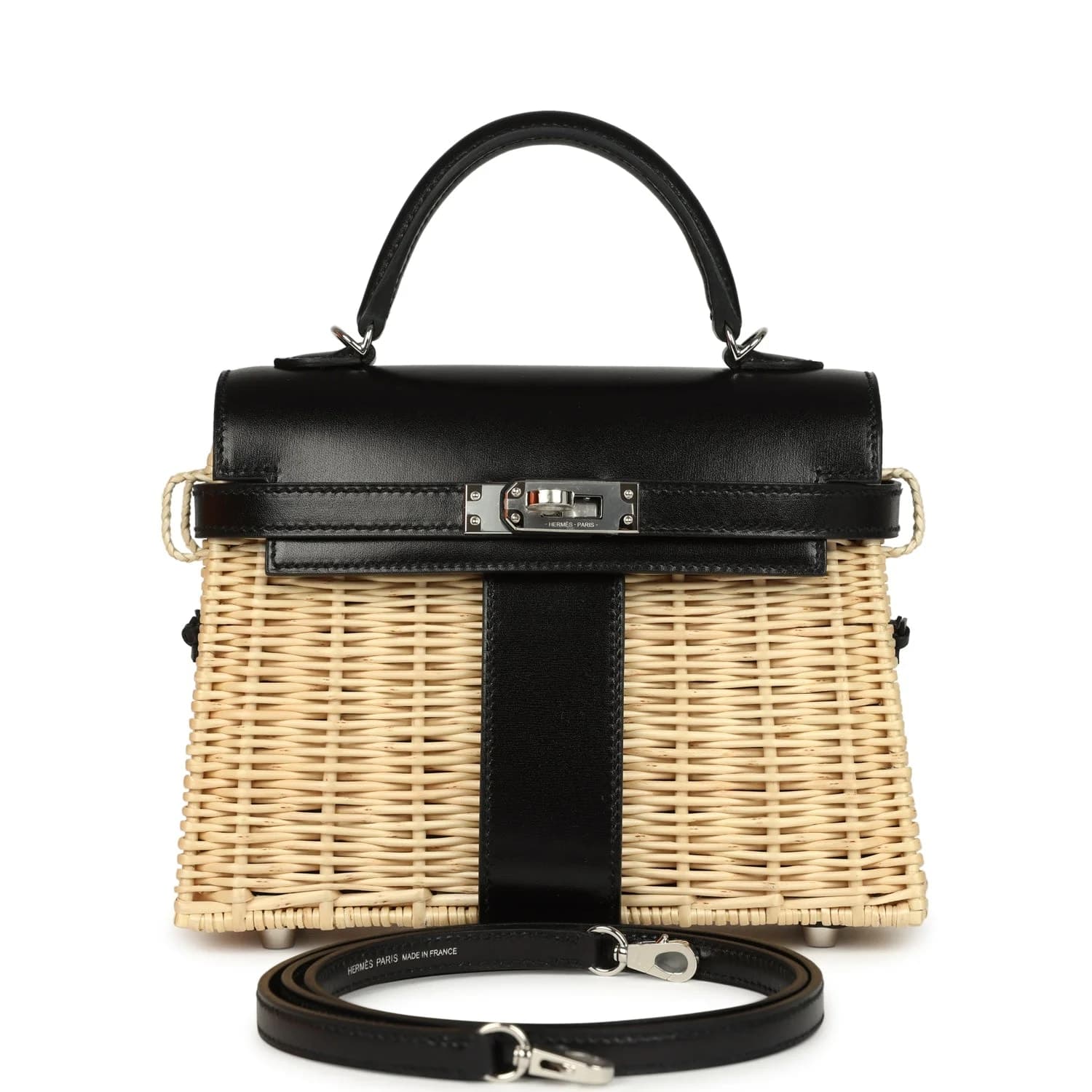 Mini Kelly 20 Box & Wicker Black Palladium