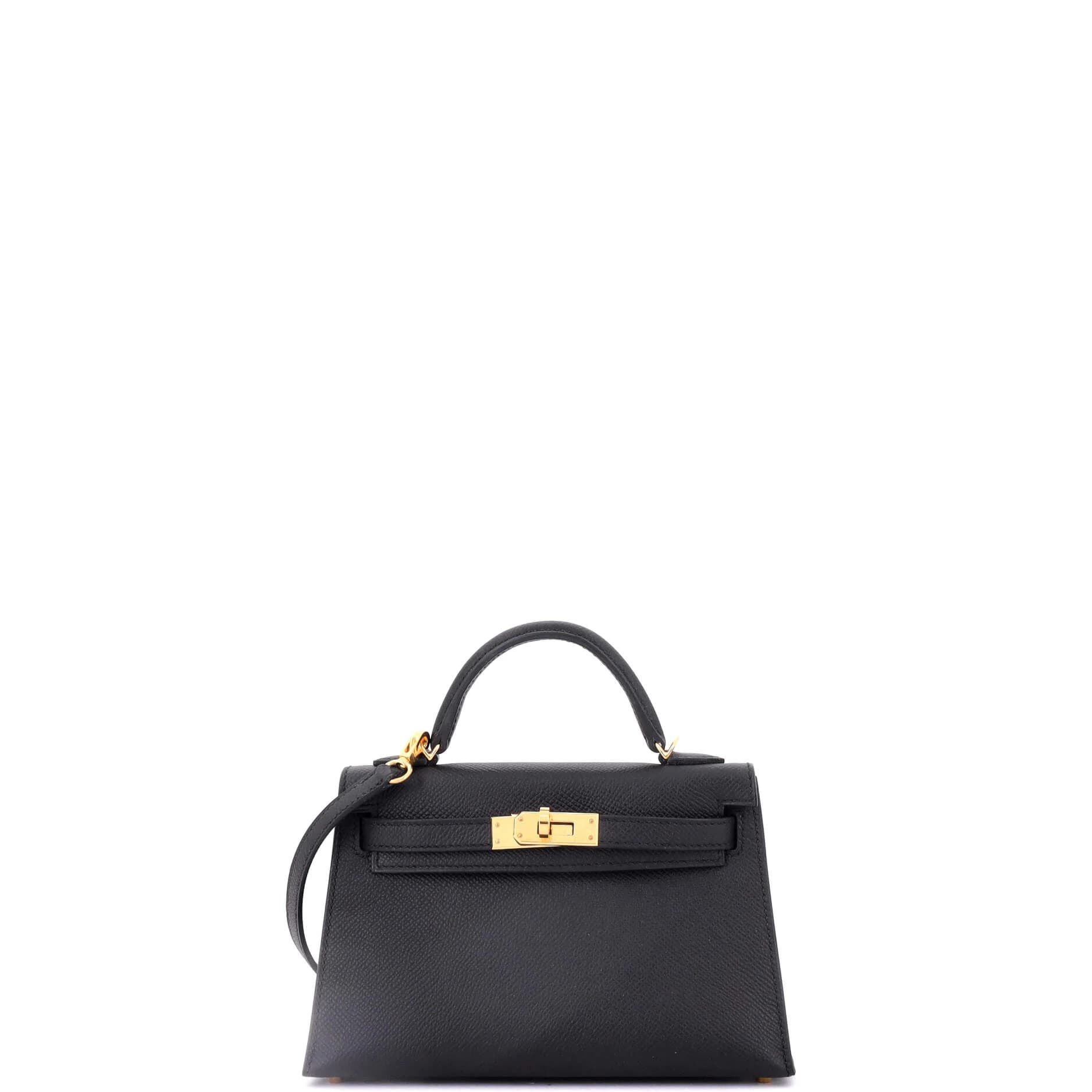Mini Kelly 20 Epsom Noir Gold
