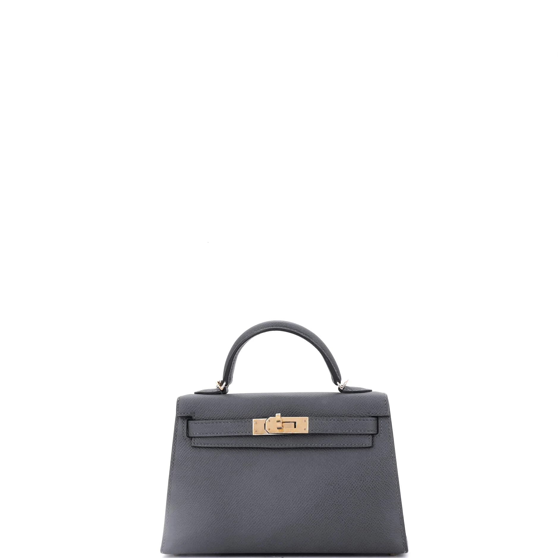 Mini Kelly 20 Epsom Gris Misty Permabrass