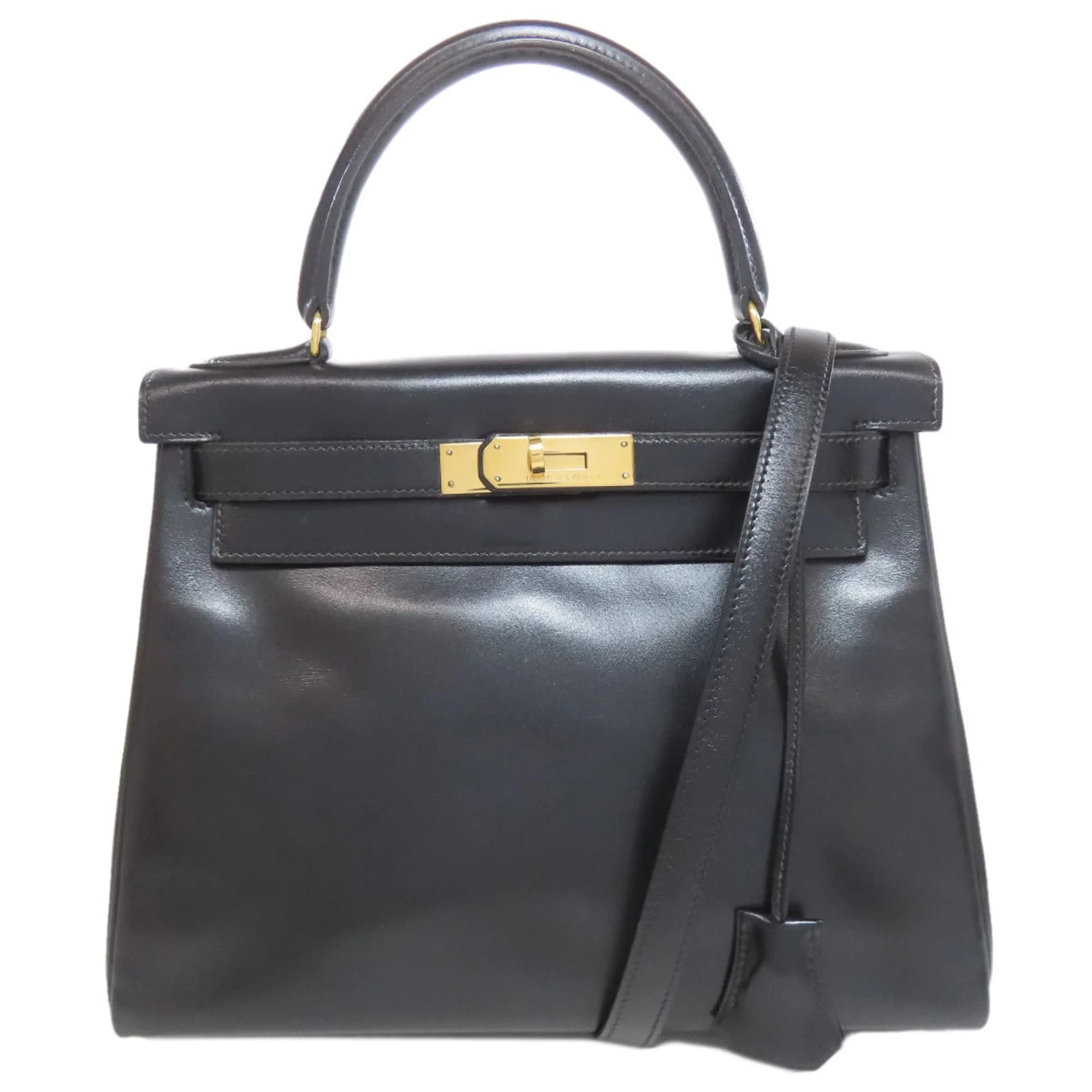 Kelly 28 Box Calf Black Gold