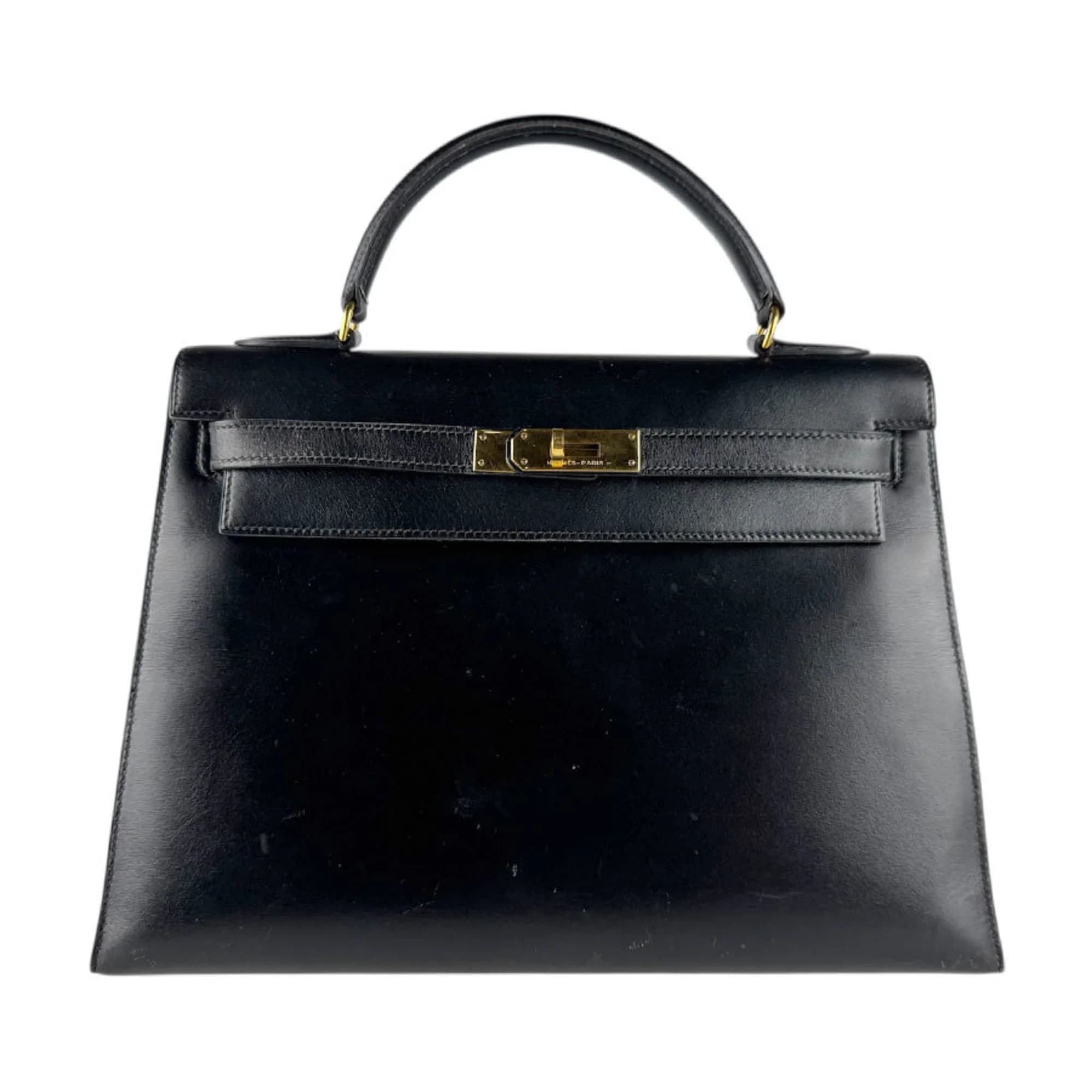 Kelly 32 Box Calf Black Gold