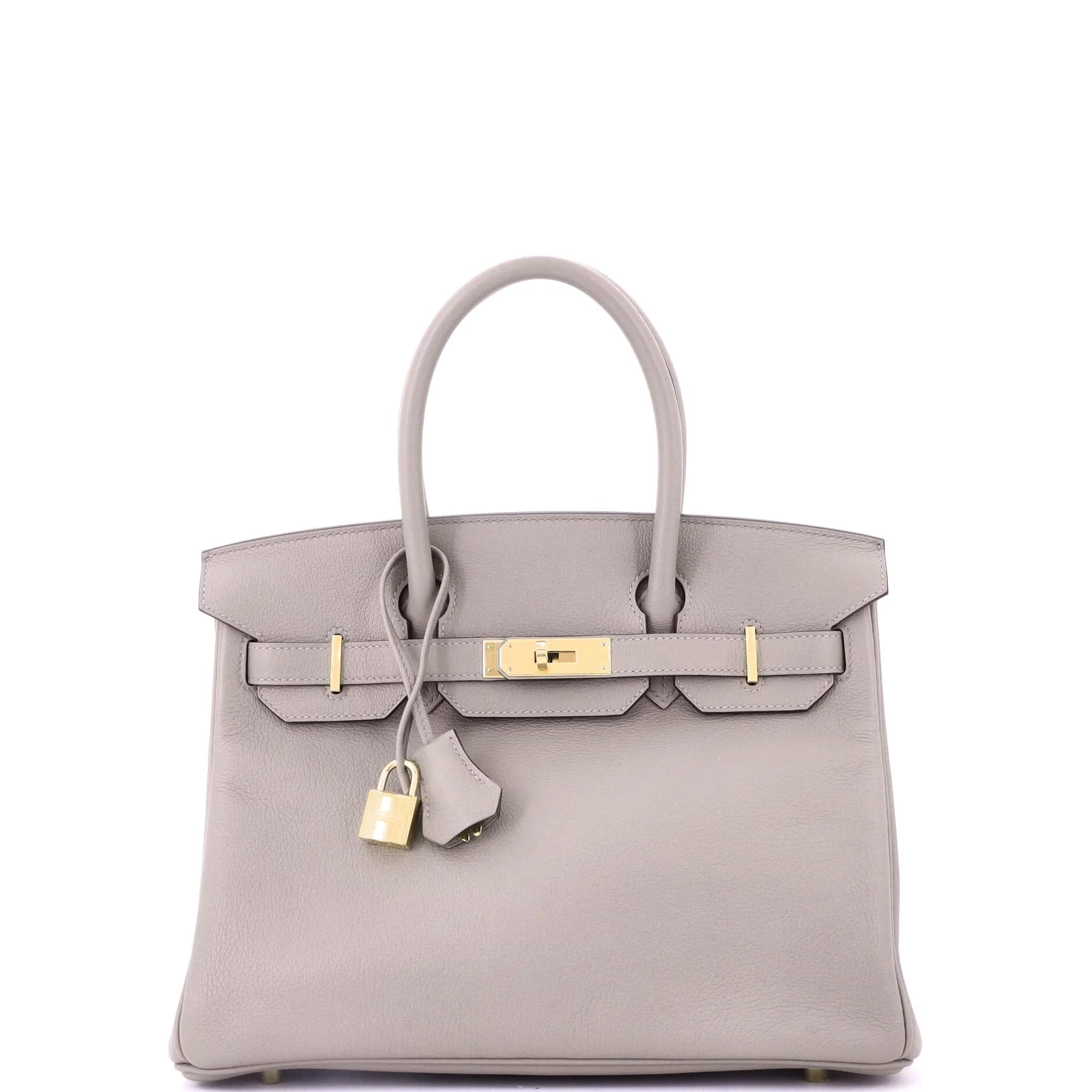Birkin 30 Novillo Gris Asphalte Gold