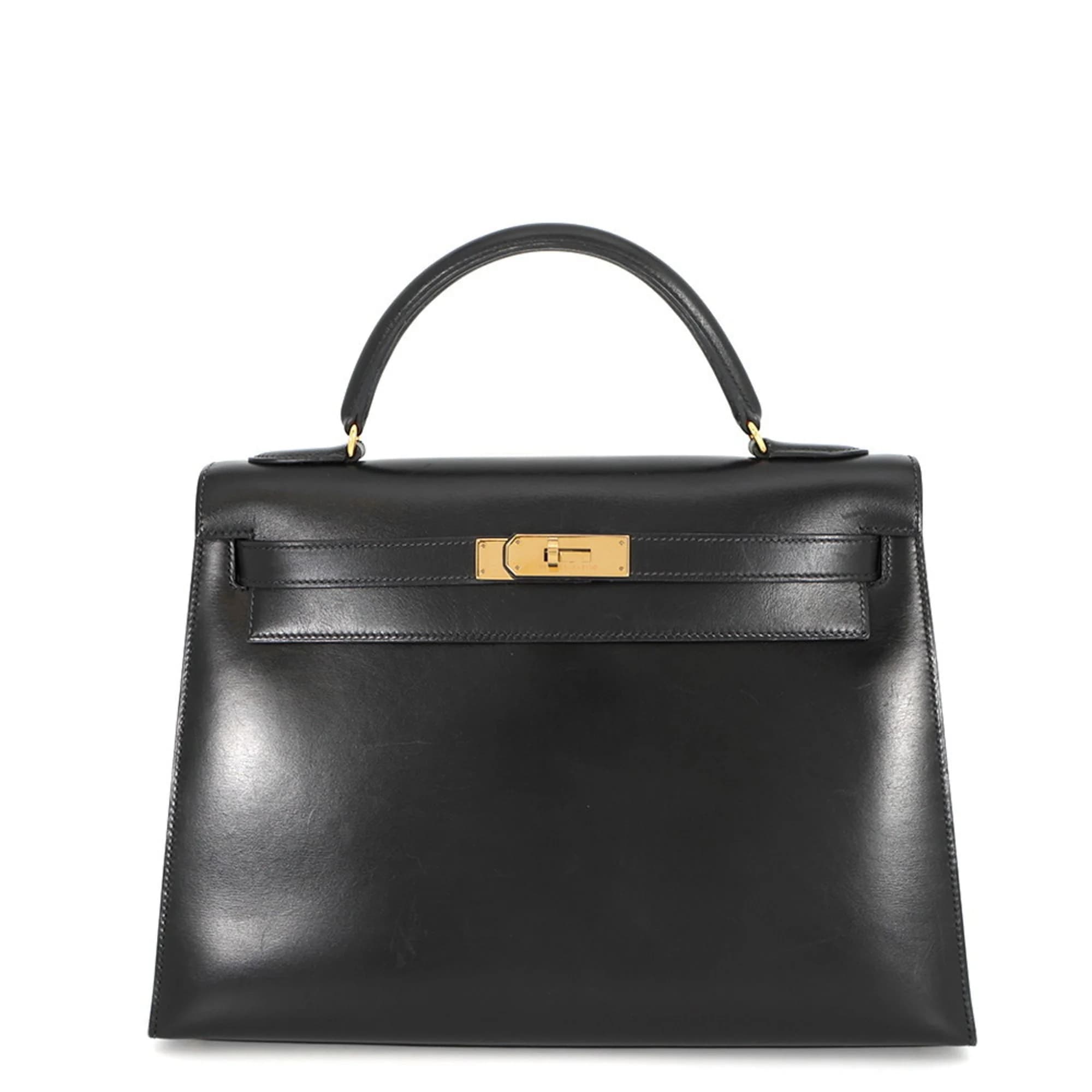 Kelly 32 Box Calf Black Gold