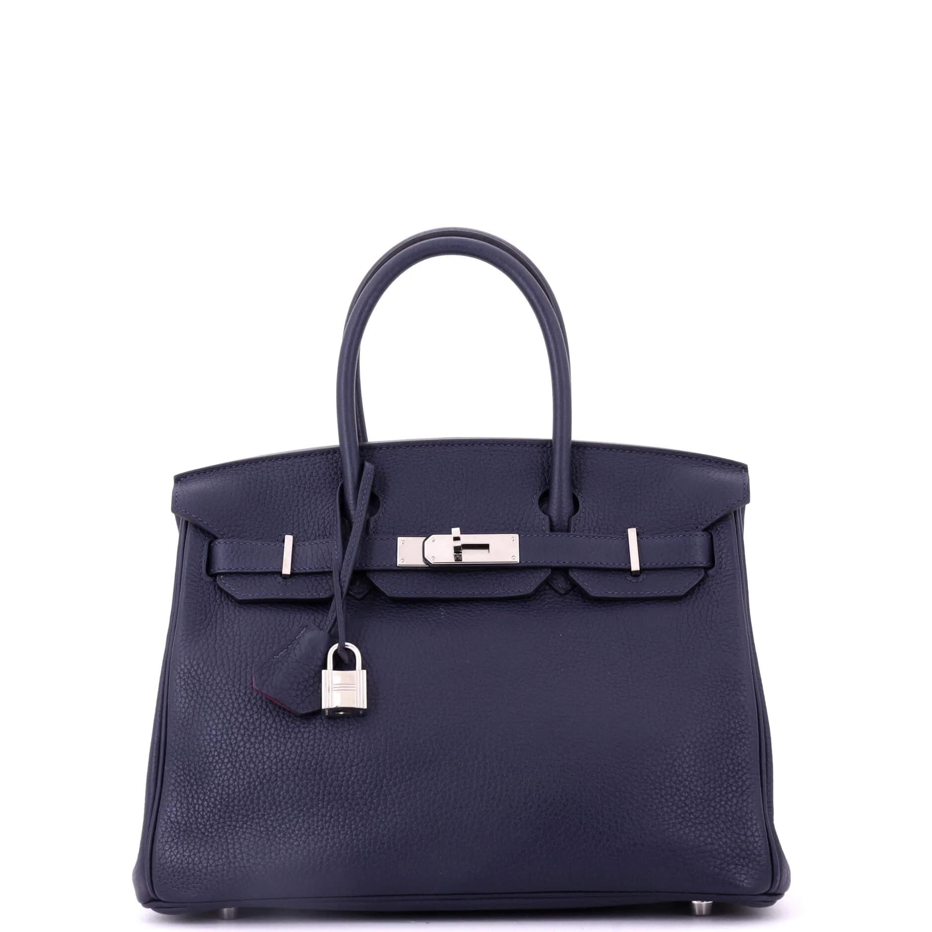 Birkin 30 Clemence Bleu Nuit/Rose Pourpre Palladium
