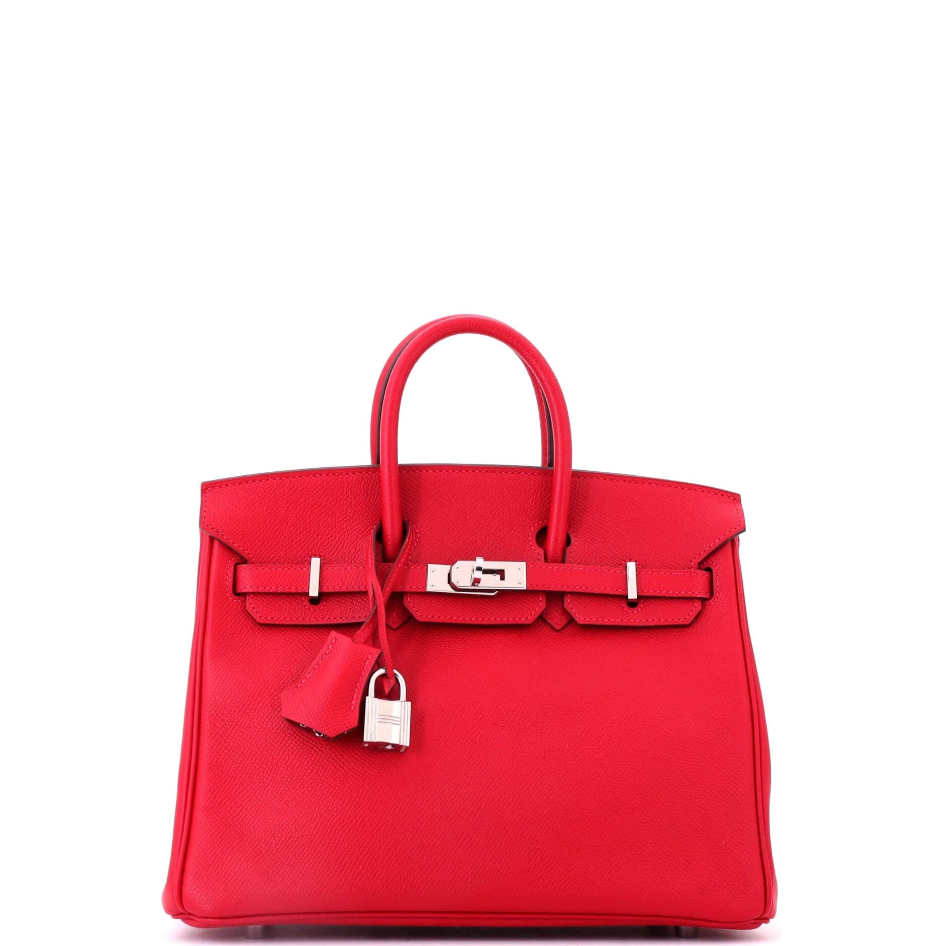 Birkin 25 Epsom Rouge Casaque Palladium