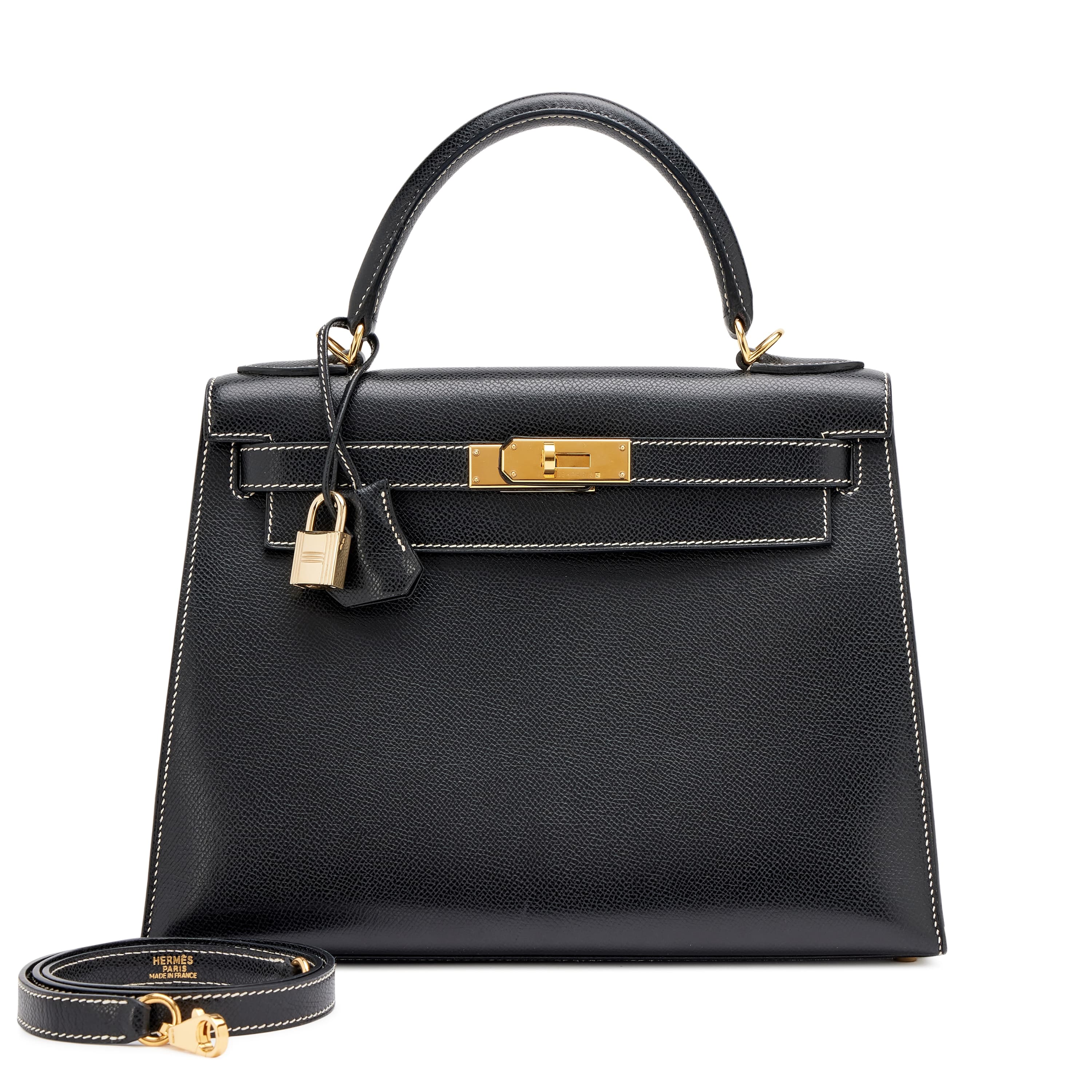 Kelly 28 Veau Grain Lisse Black Gold