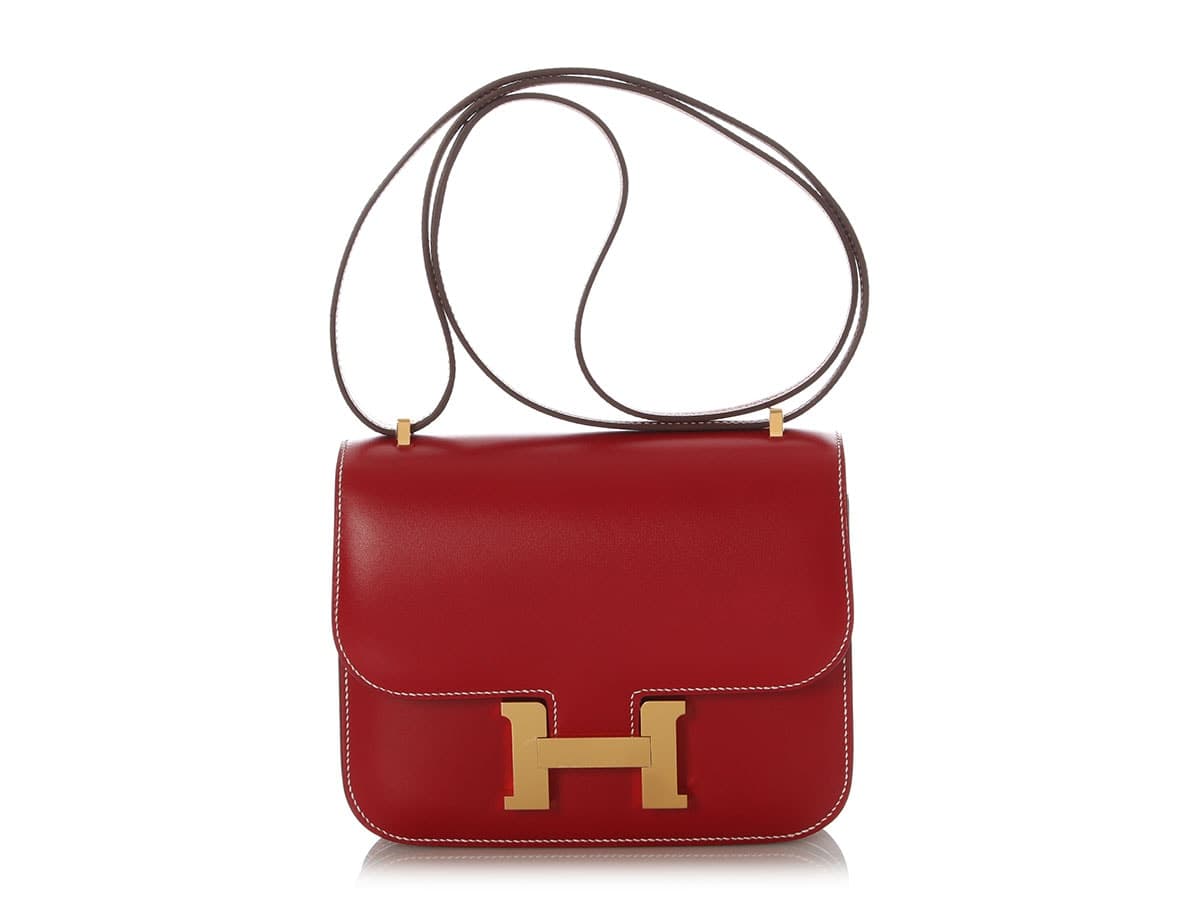 Constance 18 Box Calf Rouge Piment Gold