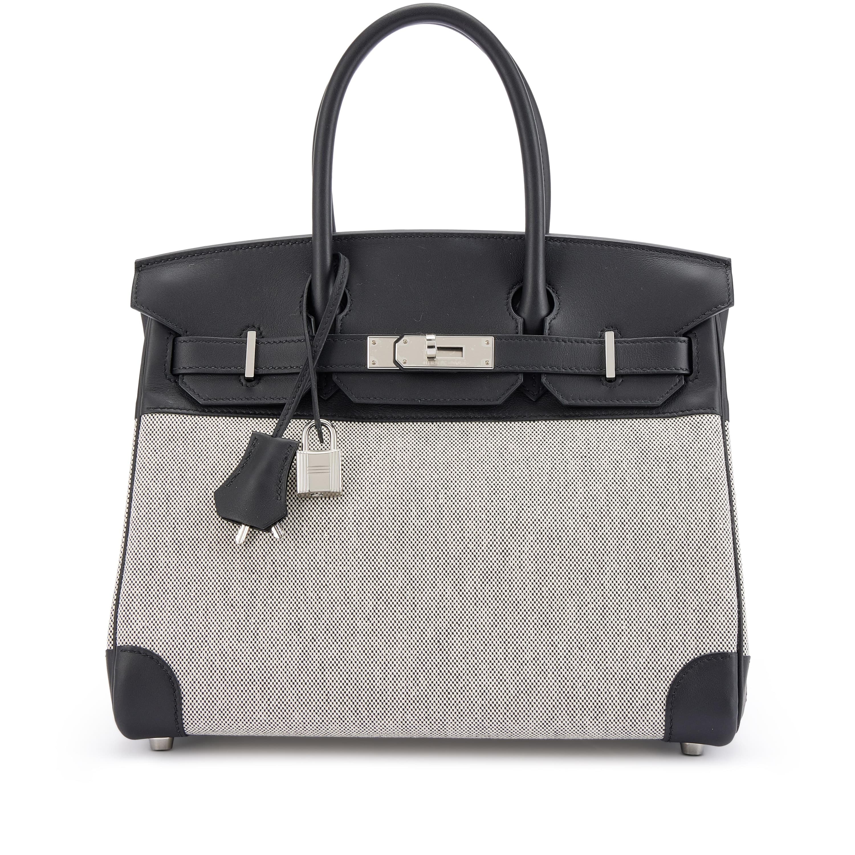 Birkin 30 Swift & Toile Black/Ecru Palladium
