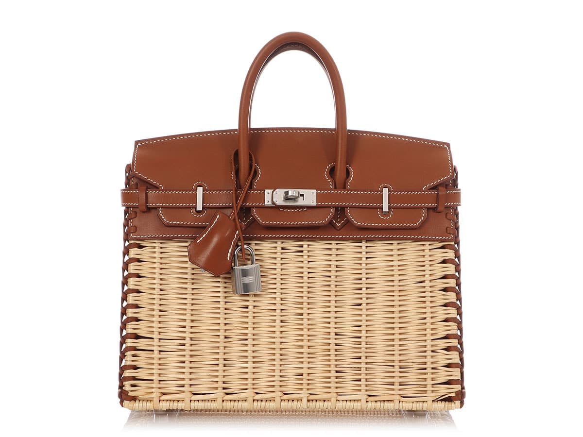 Birkin 25 Wicker & Barenia Naturel/Fauve Palladium