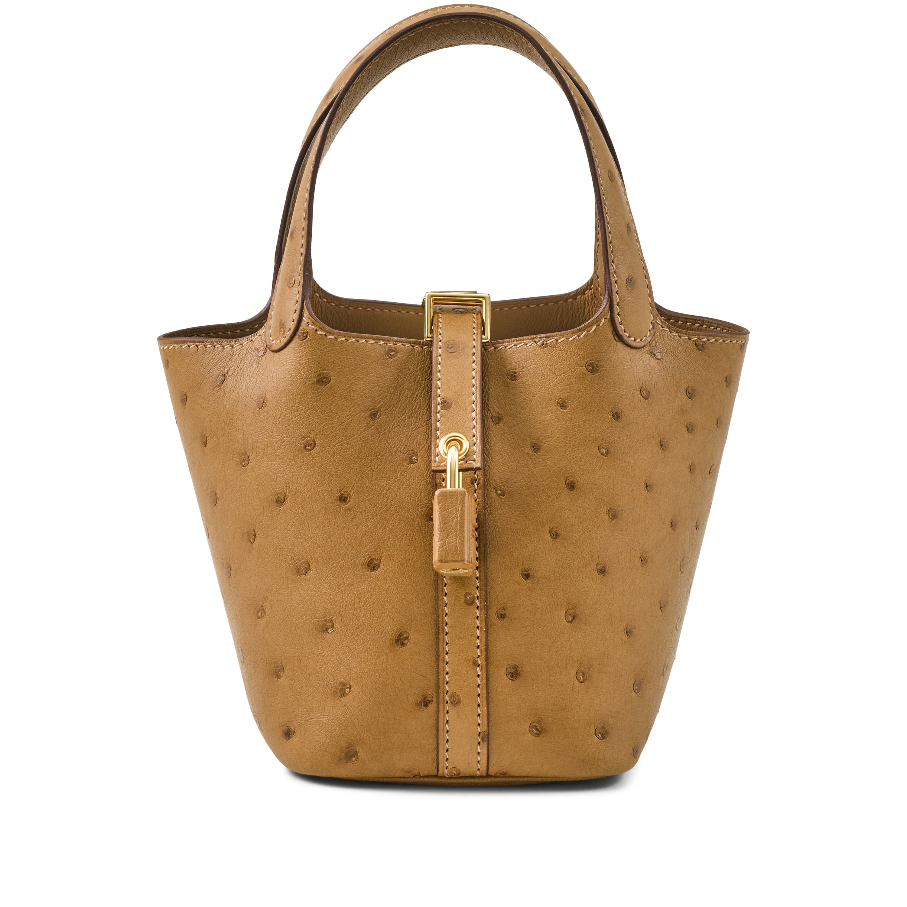 Picotin Lock 14 Ostrich Biscuit Gold