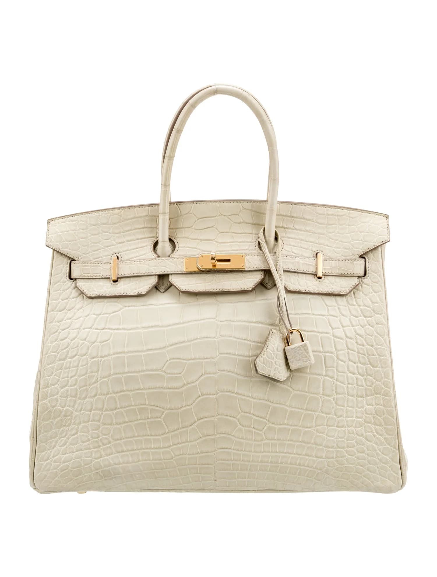 Birkin 35 Matte Alligator Beton Gold