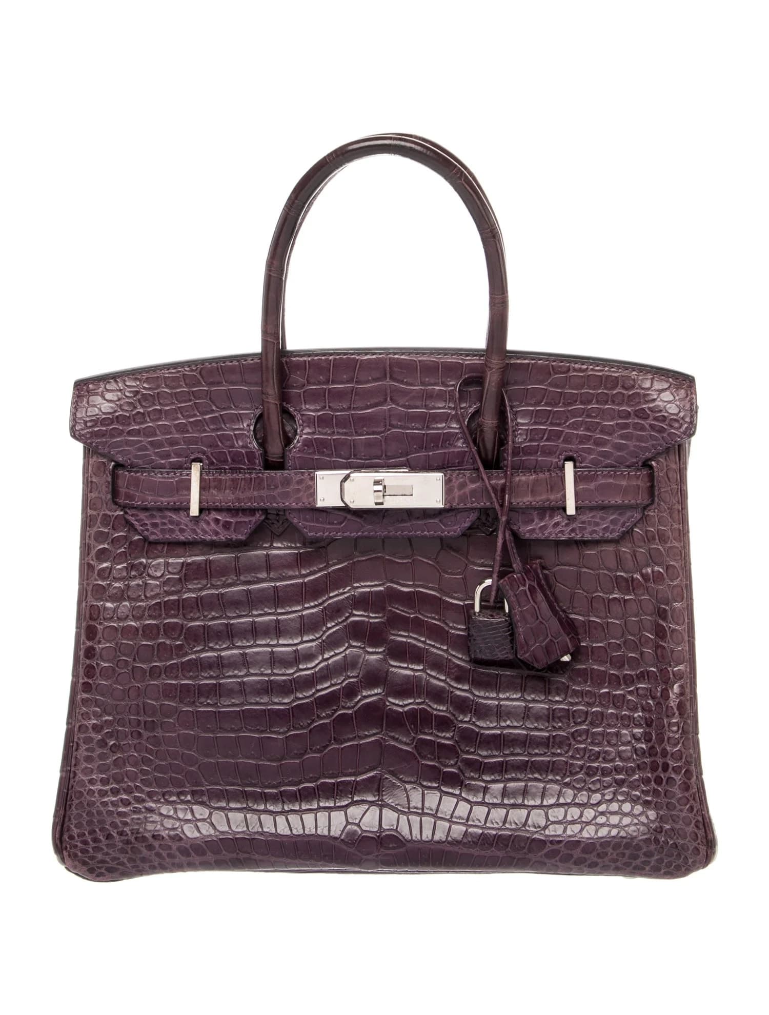 Birkin 30 Matte Porosus Crocodile Amethyst Palladium