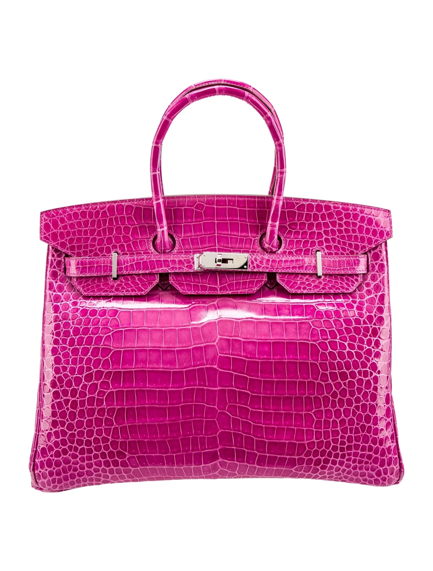 Birkin 35 Shiny Porosus Crocodile Rose Scheherazade Palladium