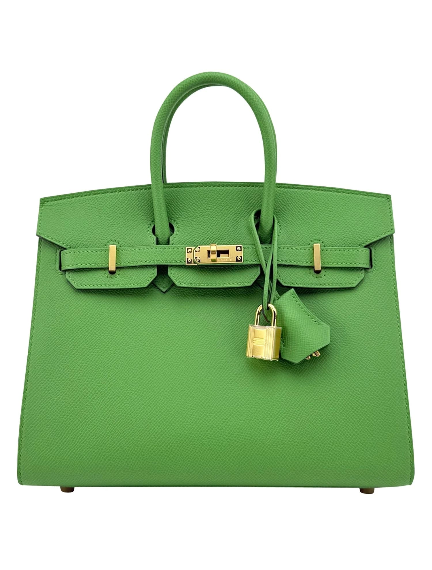 Birkin 25 Epsom Vert Yucca Gold