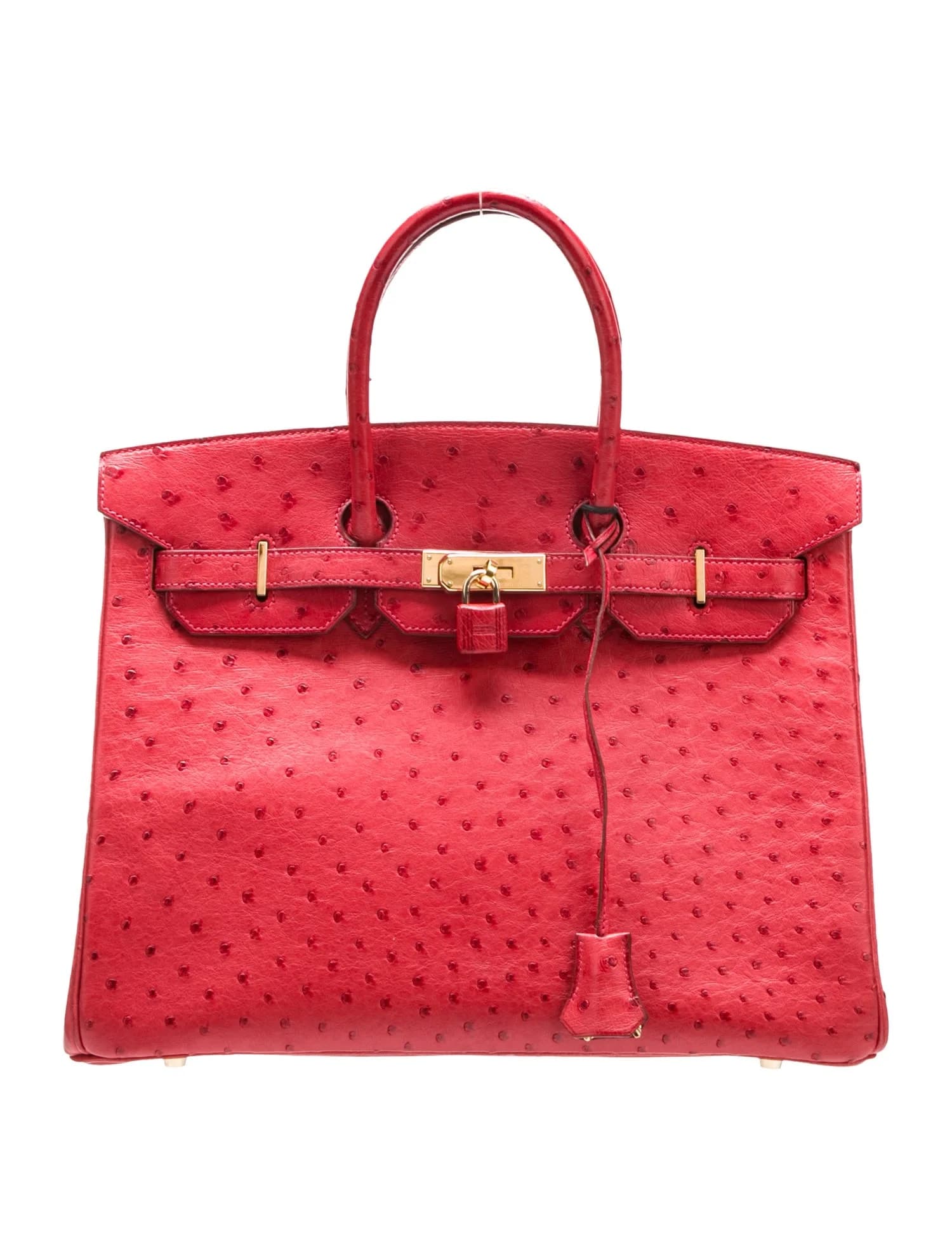 Birkin 35 Ostrich Rouge Vif Gold