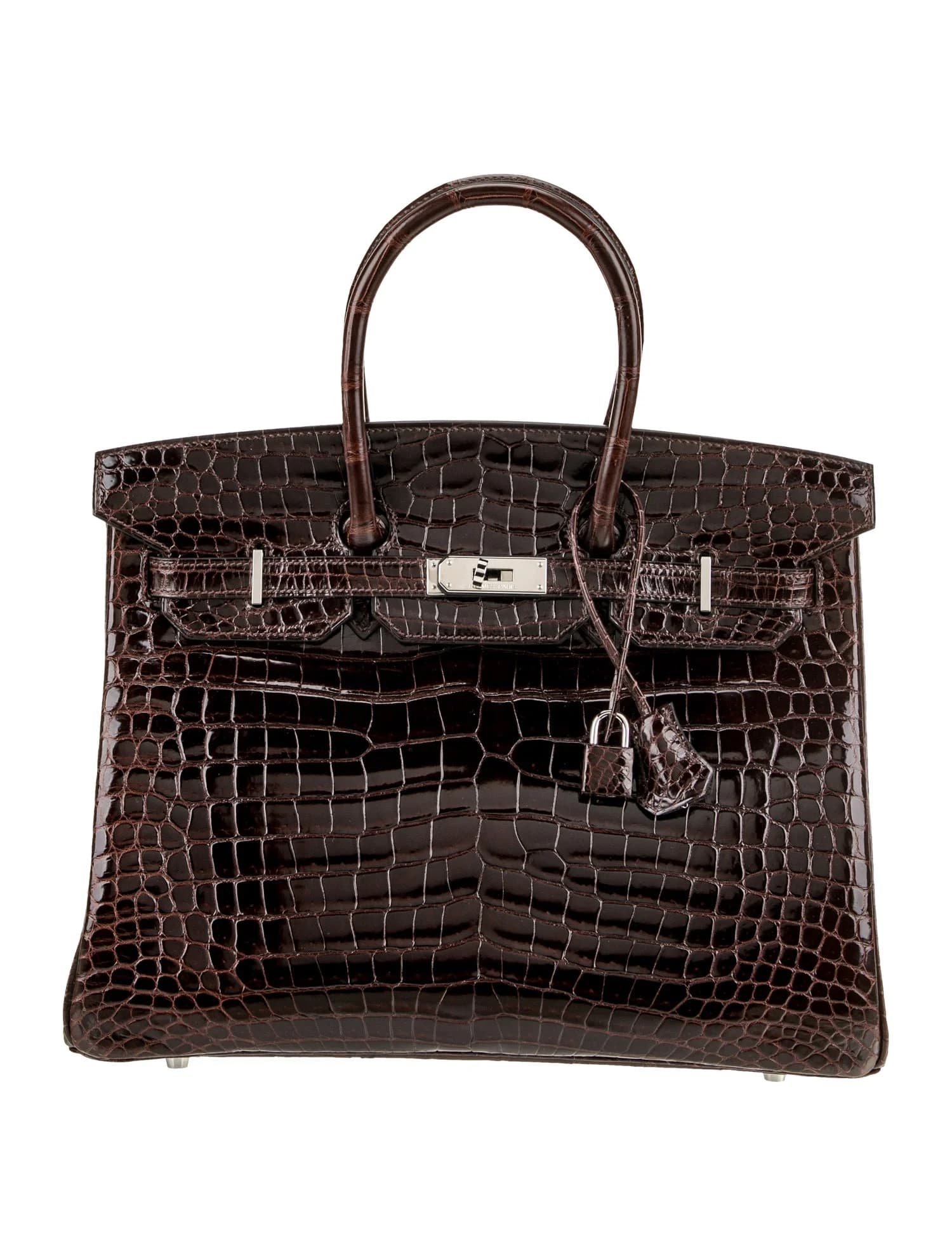 Birkin 35 Shiny Porosus Crocodile Cocaon Palladium